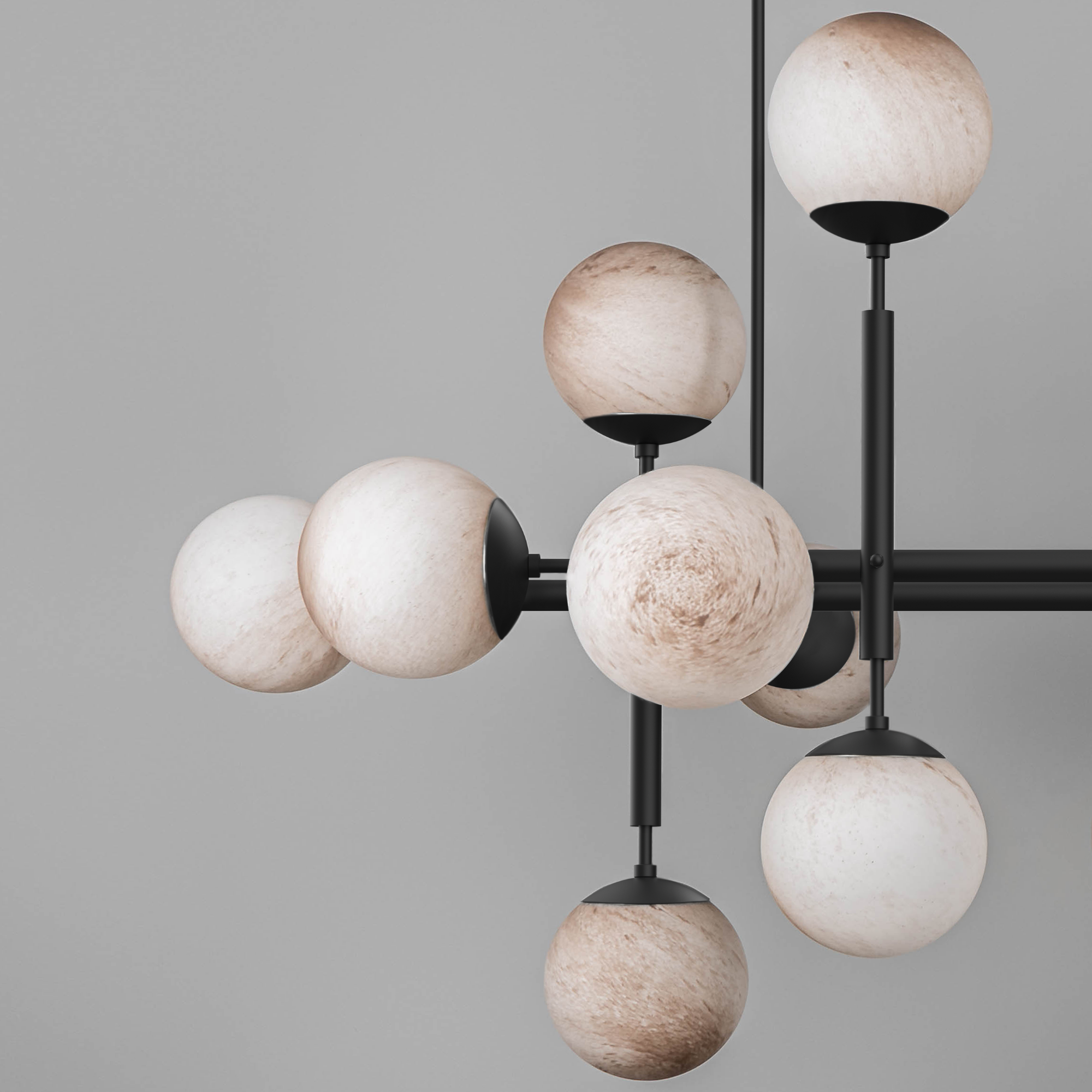Schwung Riegel 16 Light Chandelier - Marble Glass