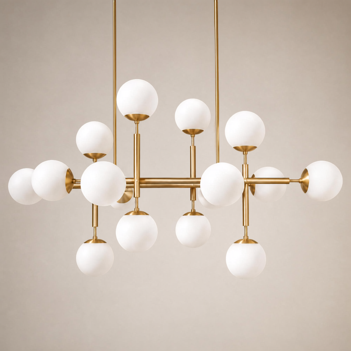 Schwung Riegel 16 Light Chandelier - Opal Mat Glass