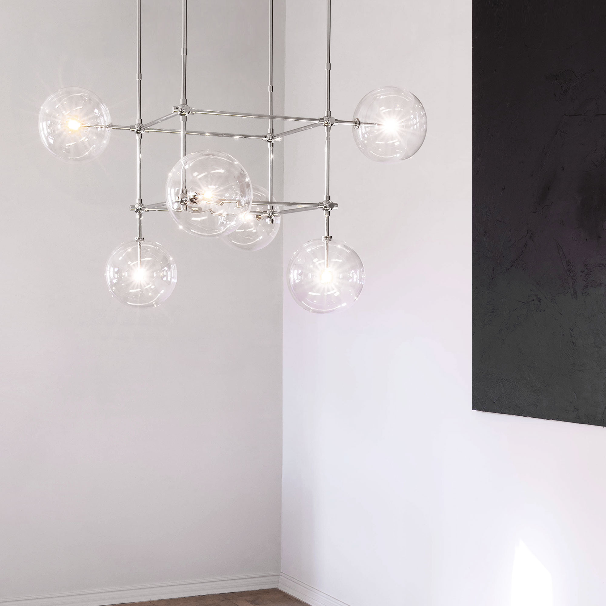 Schwung Soap 6 DT 6 Light Chandelier - Transparent Glass