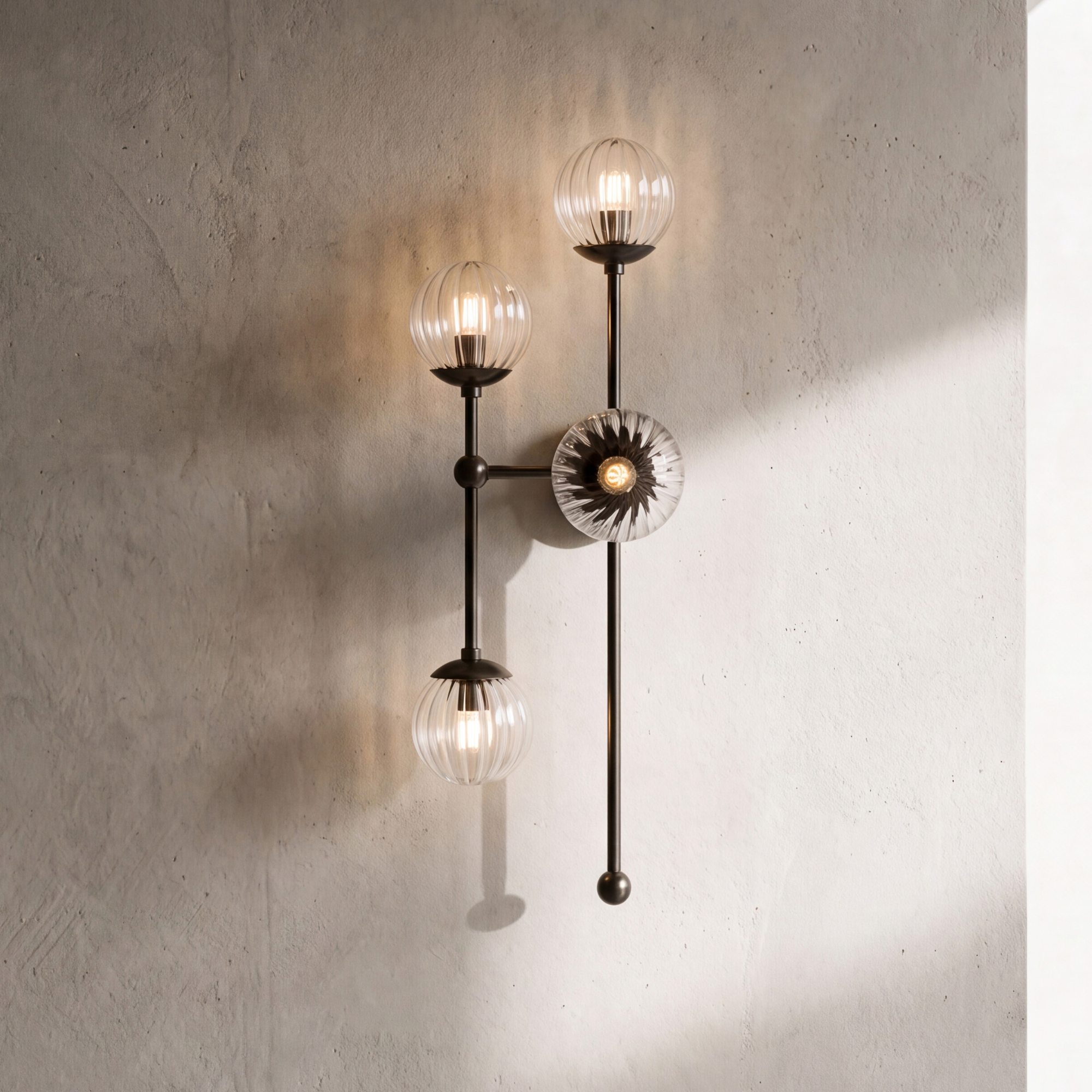 Schwung Armstrong 4 L 4 Light Wall Sconce Light - Dries Ribbon Glass