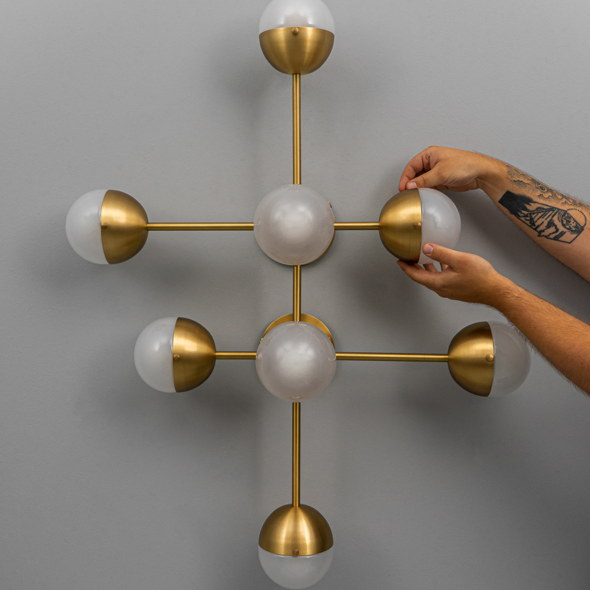 Schwung Molecule 8 Light Flush/Wall Sconce Light - Frosted Glass