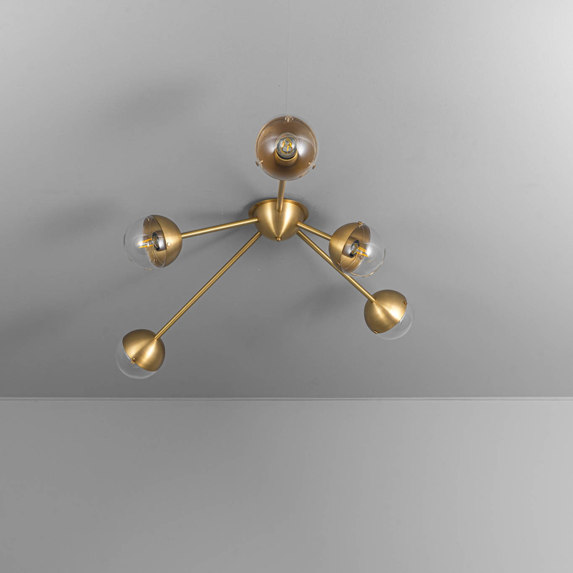 Schwung Molecule Spark 5 Light Flush/Wall Sconce Light - Transparent Glass