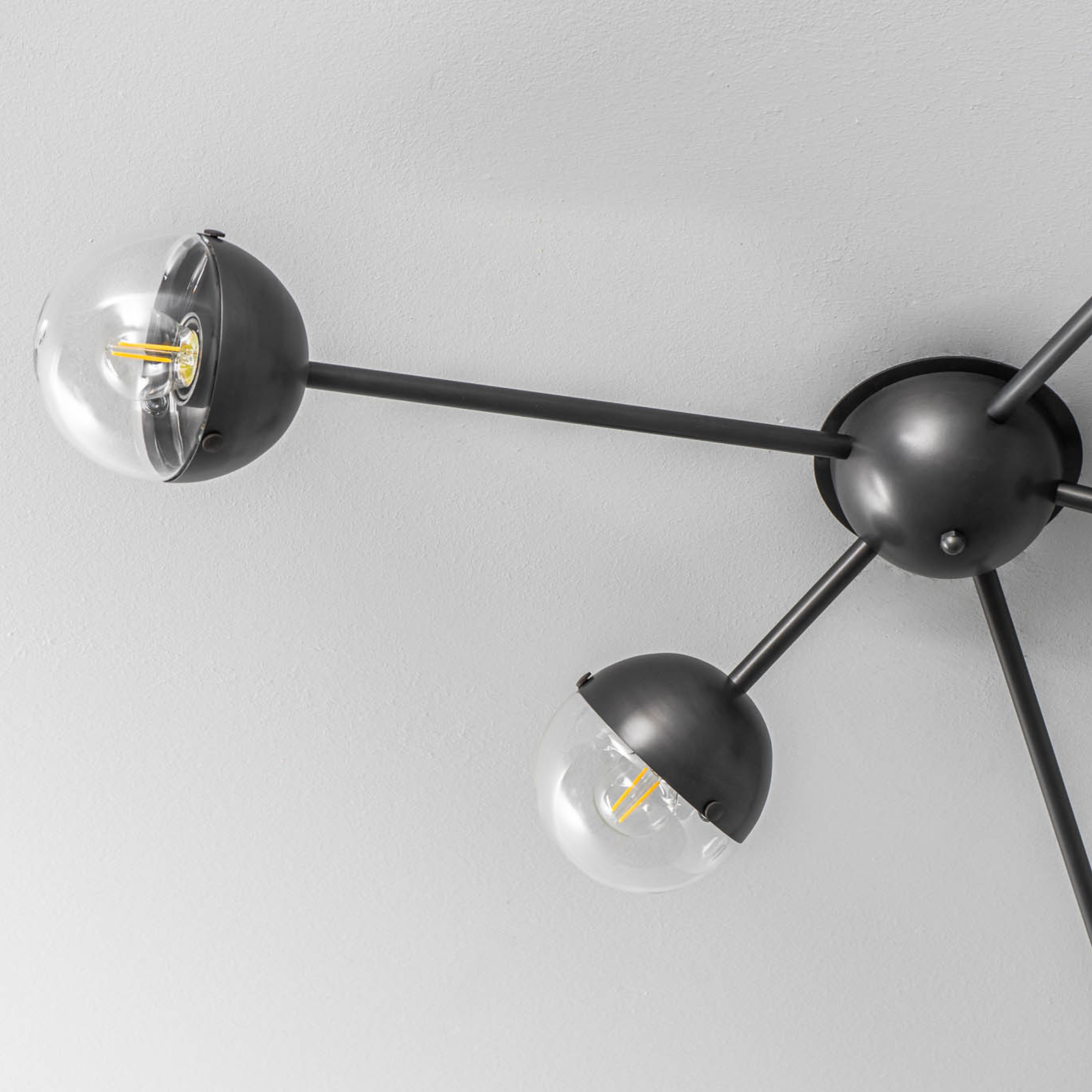 Schwung Molecule Spark 5 Light Flush/Wall Sconce Light - Transparent Glass