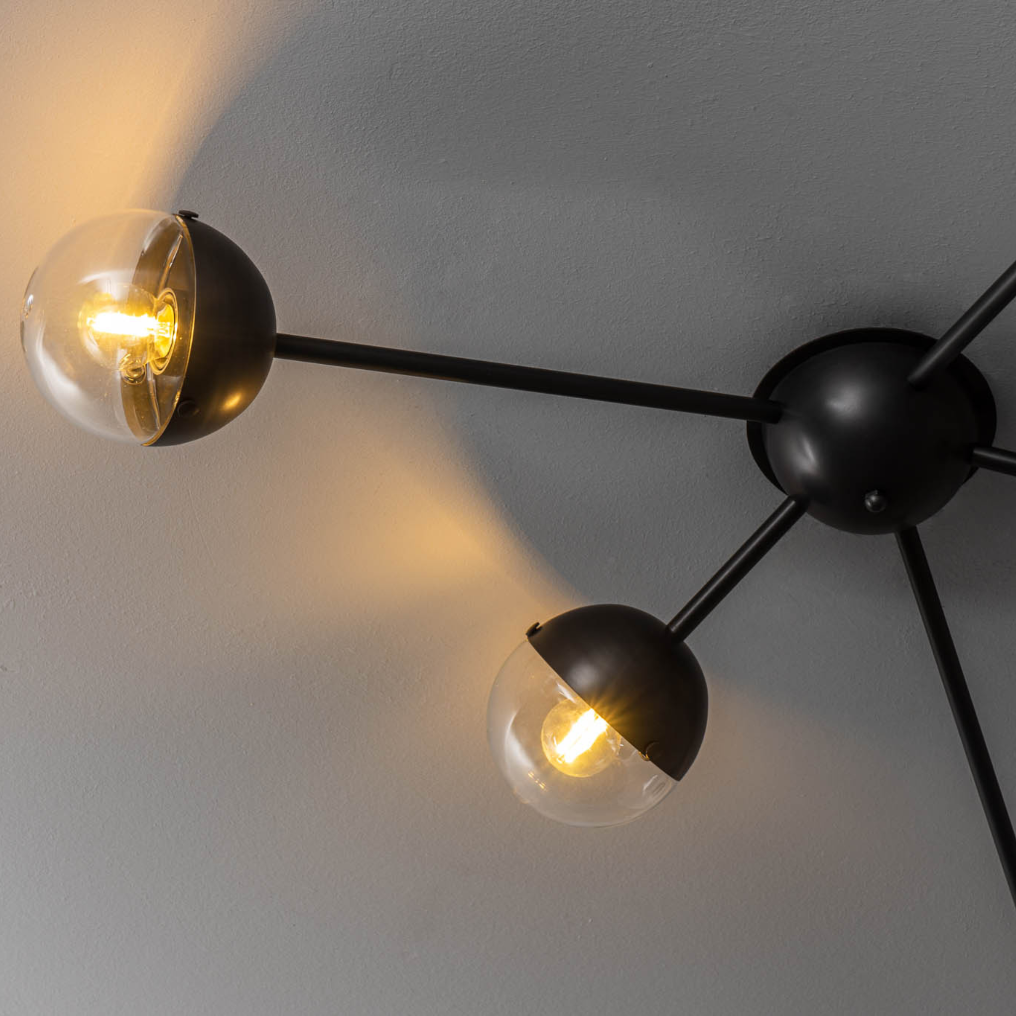 Schwung Molecule Spark 5 Light Flush/Wall Sconce Light - Transparent Glass