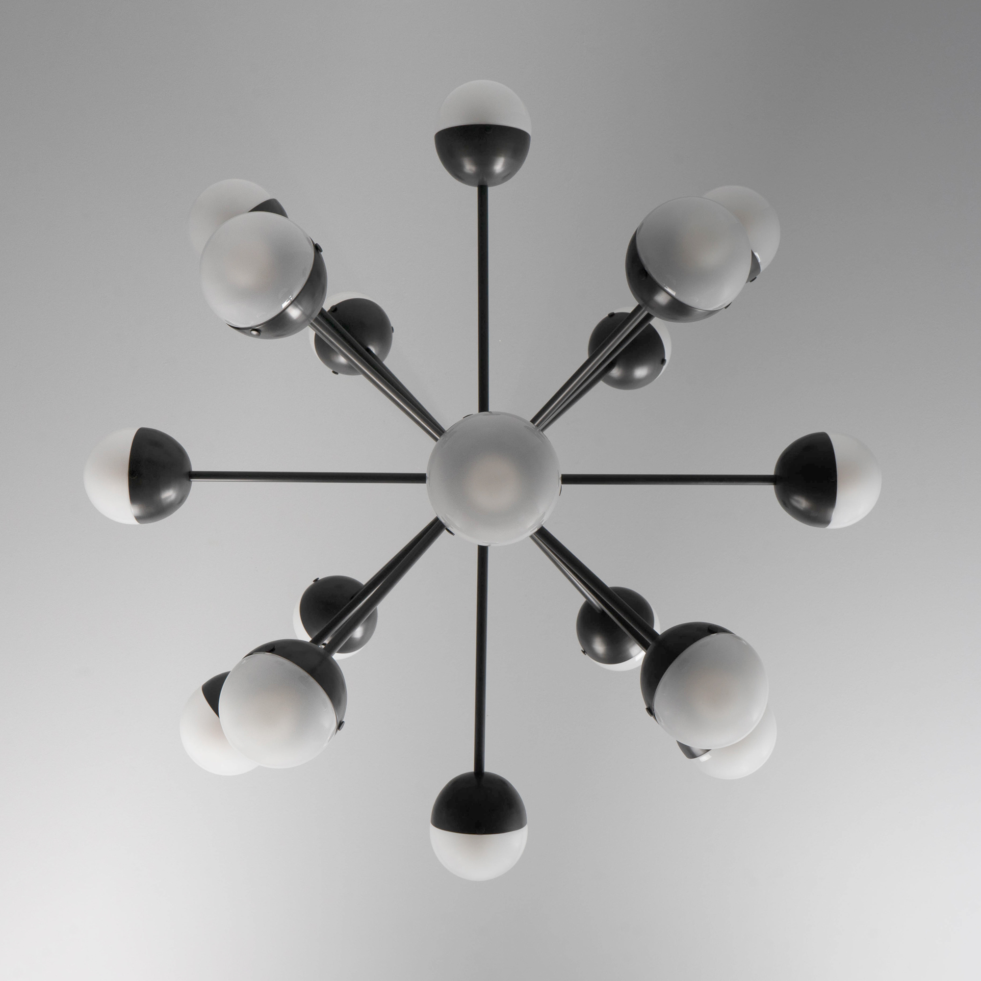 Schwung Molecule Spark Round 17 Light Chandelier - Frosted Glass