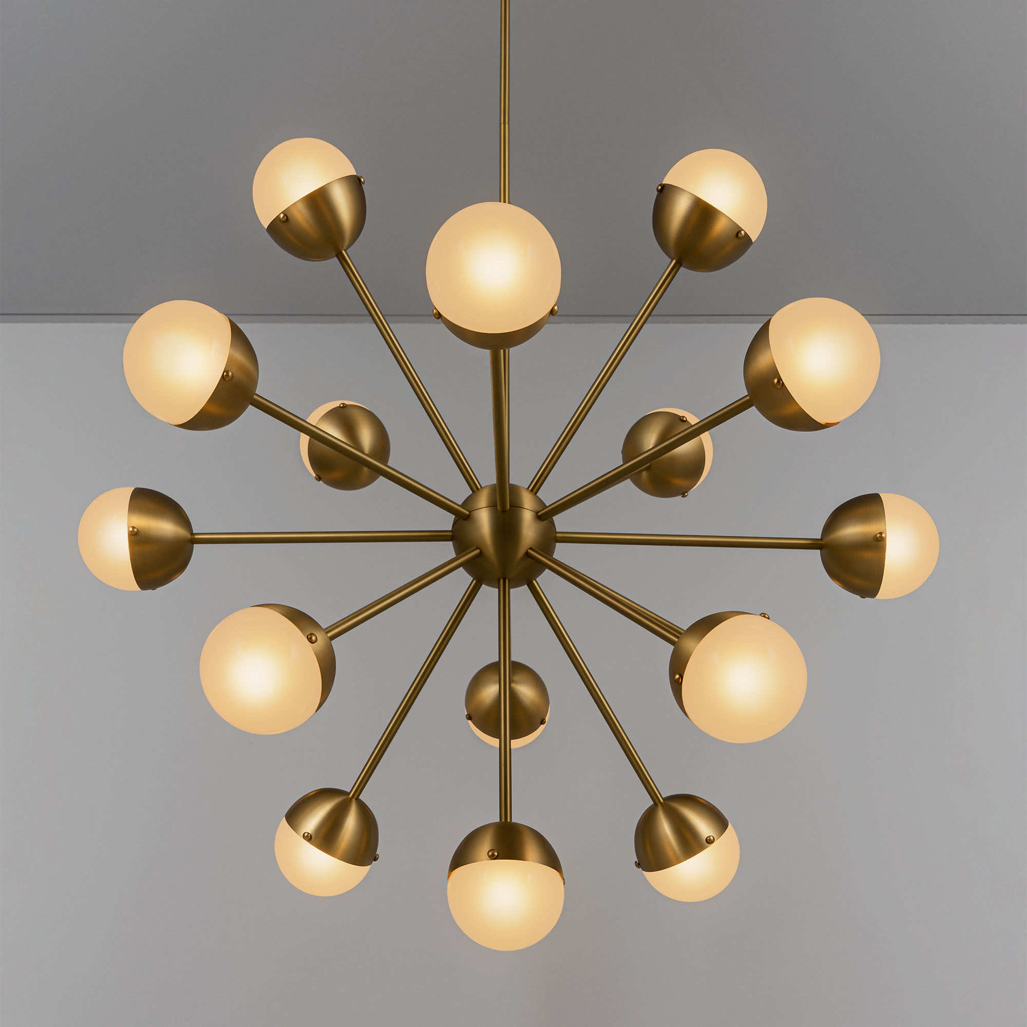 Schwung Molecule Spark Round 17 Light Chandelier - Frosted Glass