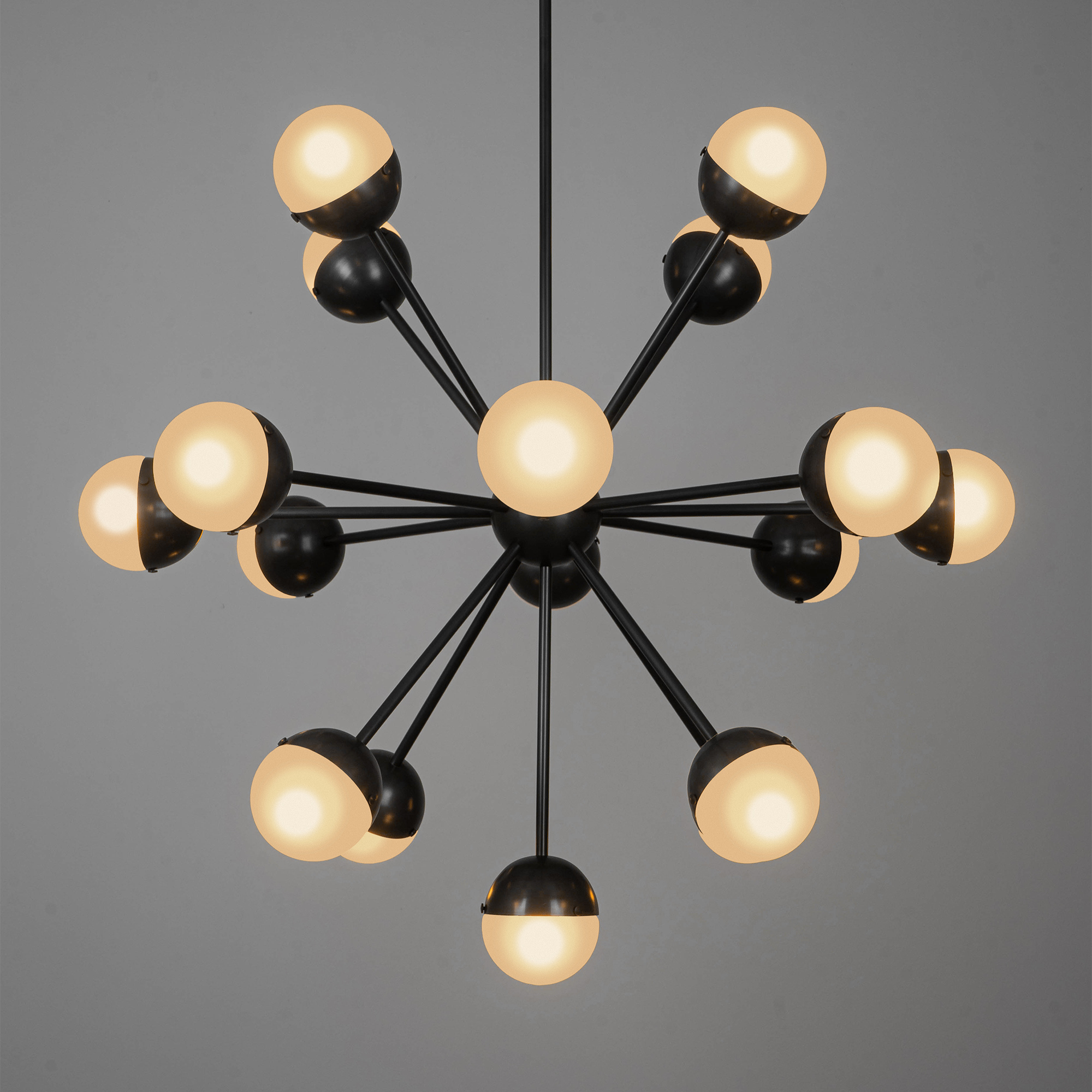Schwung Molecule Spark Round 17 Light Chandelier - Frosted Glass