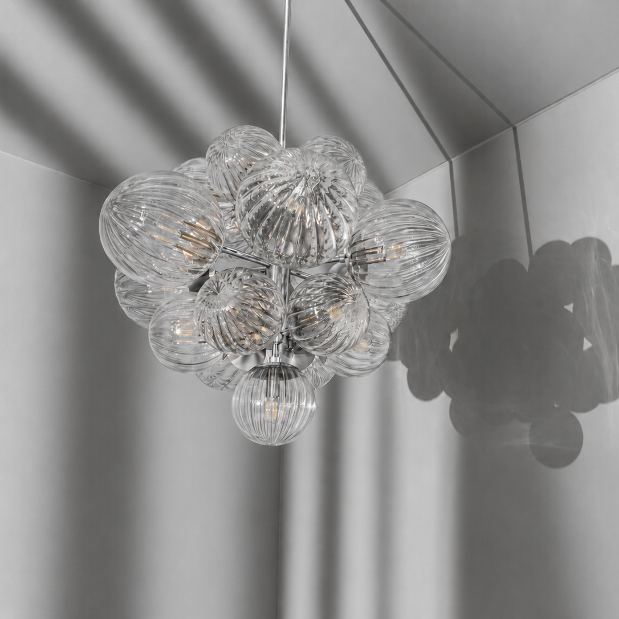 Schwung Nova 19 Light Chandelier - Dries Ribbon Glass