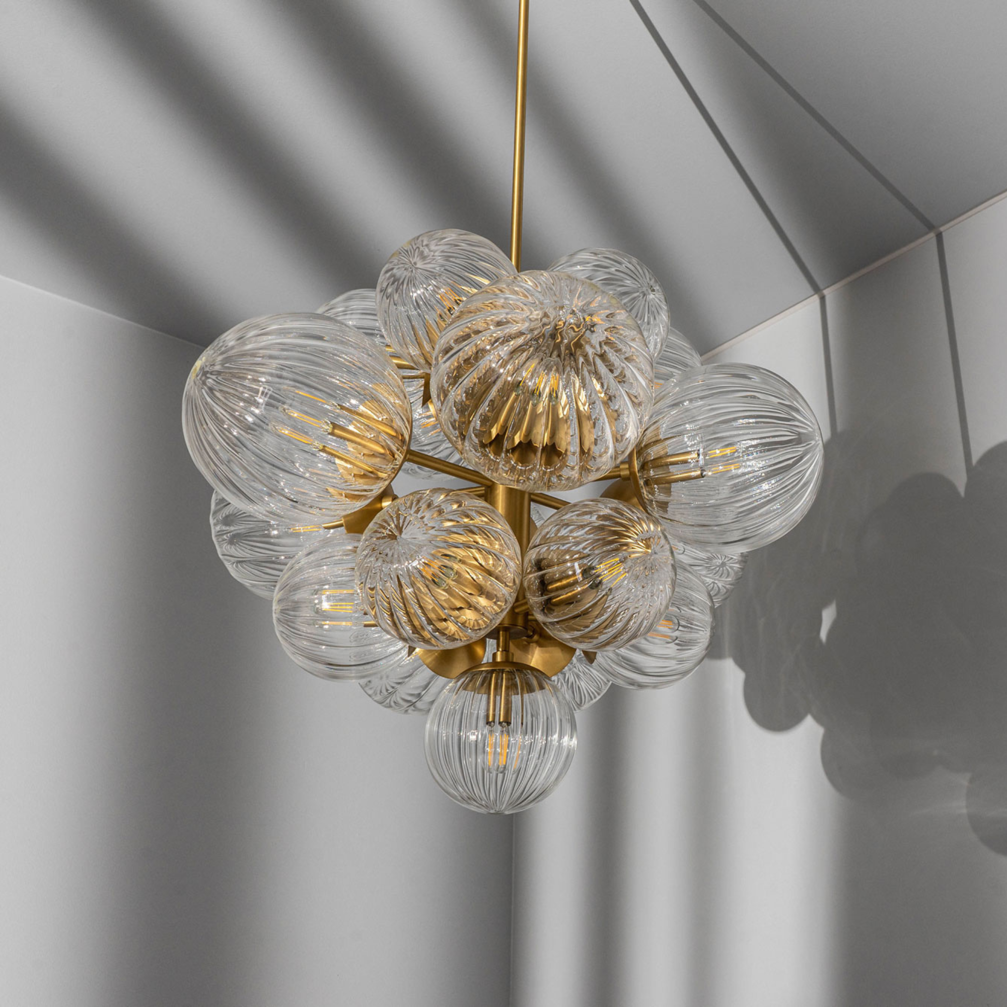 Schwung Nova 19 Light Chandelier - Dries Ribbon Glass