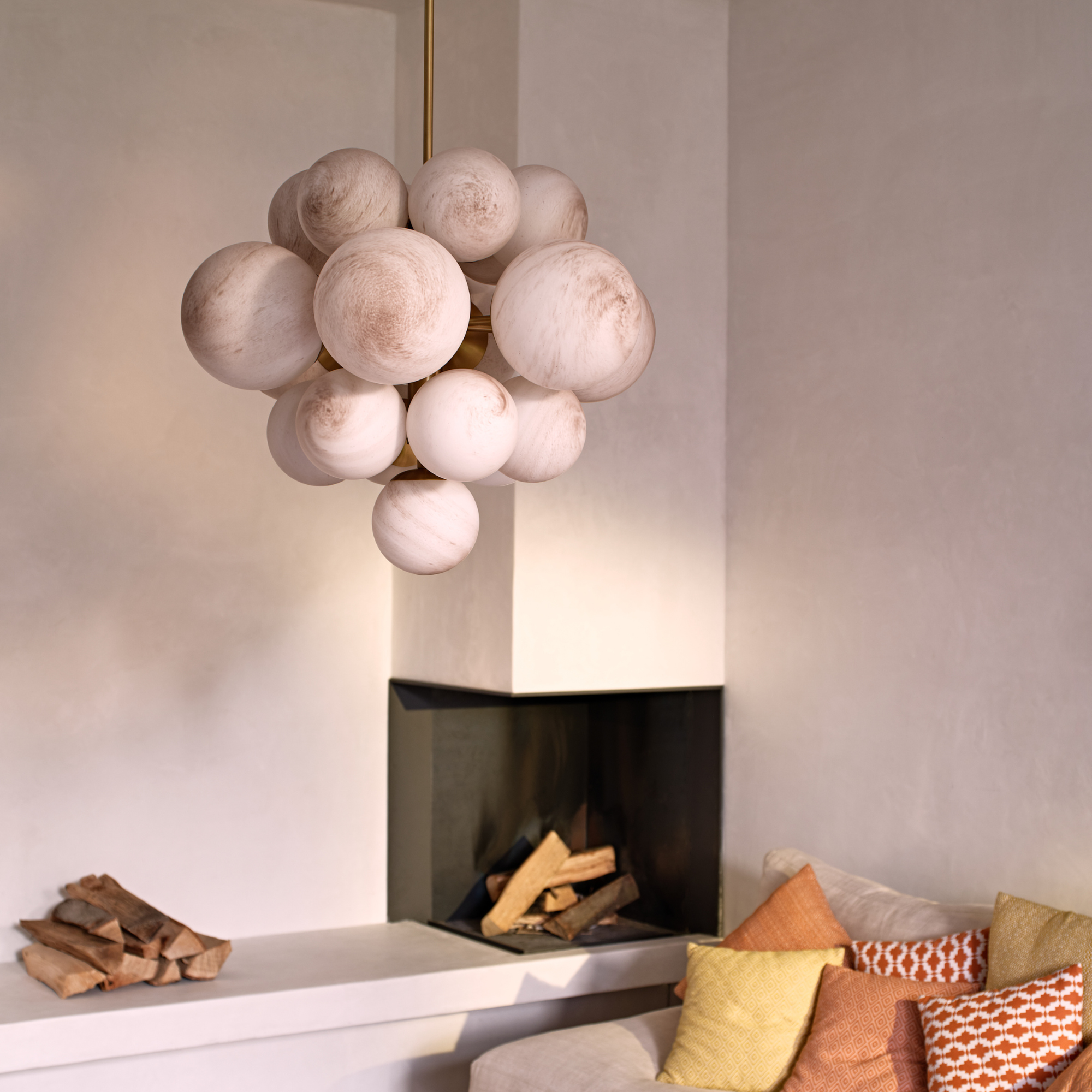 Schwung Nova 19 Light Chandelier - Marble Glass