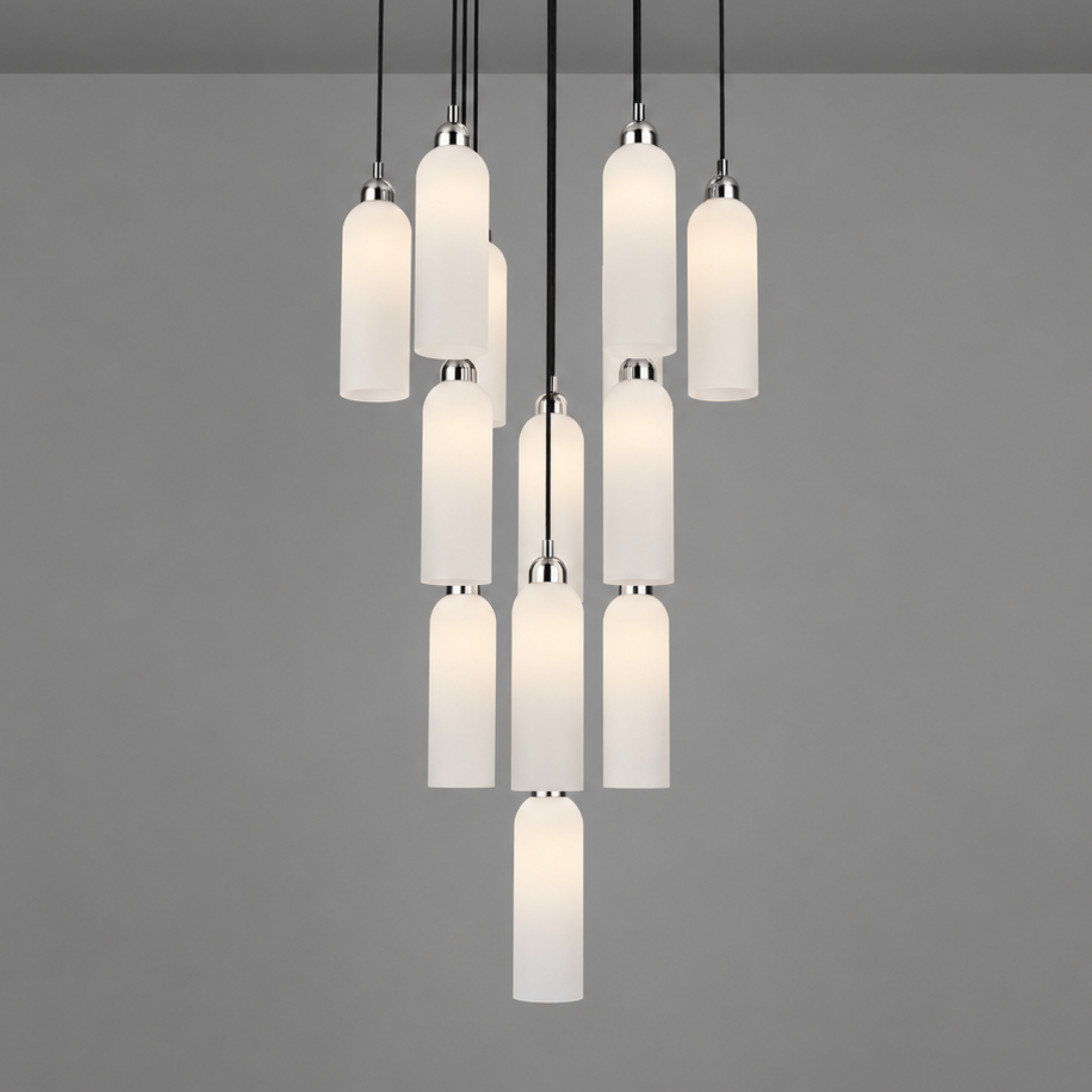 Schwung Odyssey Cluster 13 Light Chandelier - Opal Mat Glass