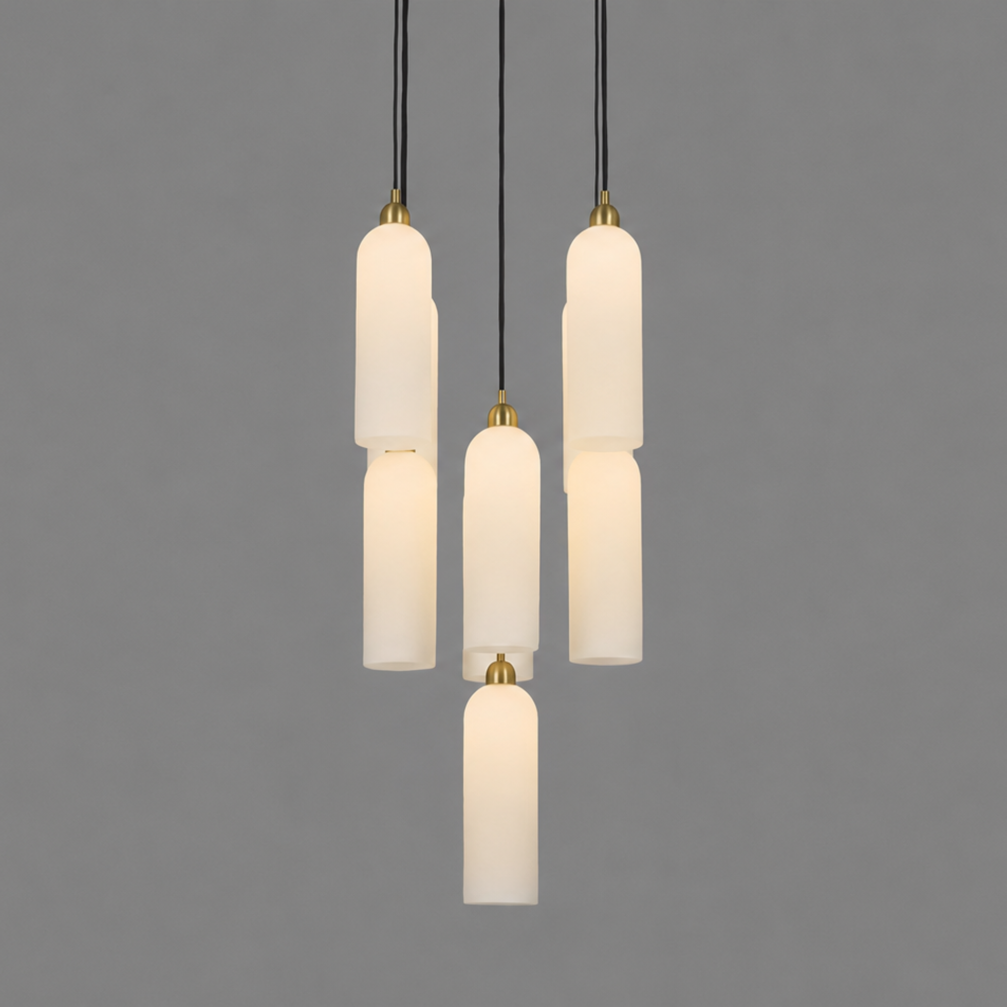 Schwung Odyssey Cluster 9 Light Chandelier - Opal Mat Glass