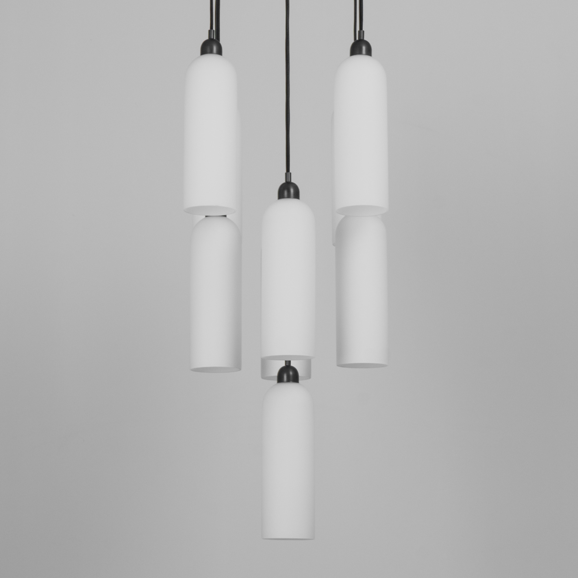 Schwung Odyssey Cluster 9 Light Chandelier - Opal Mat Glass