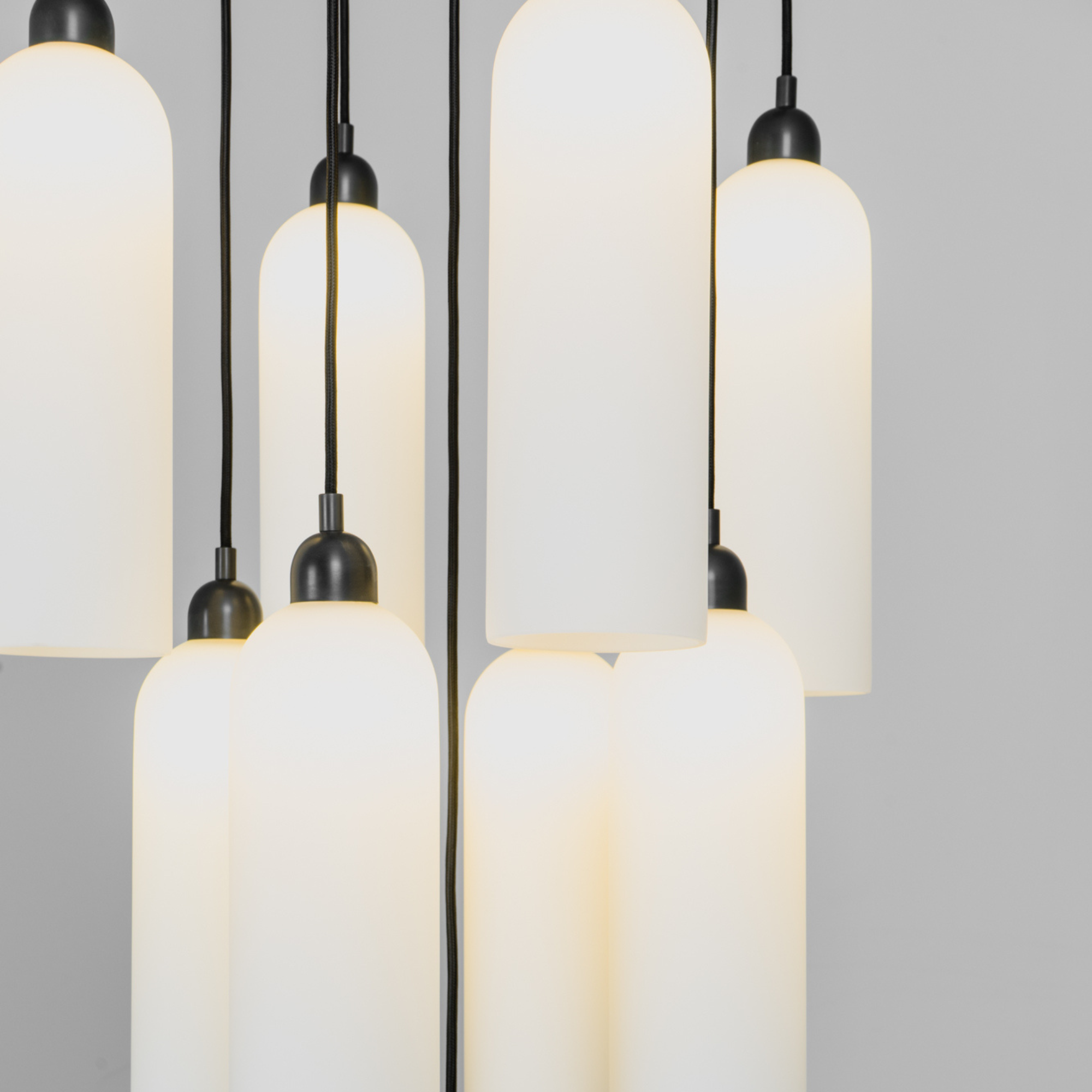 Schwung Odyssey Cluster 9 Light Chandelier - Opal Mat Glass