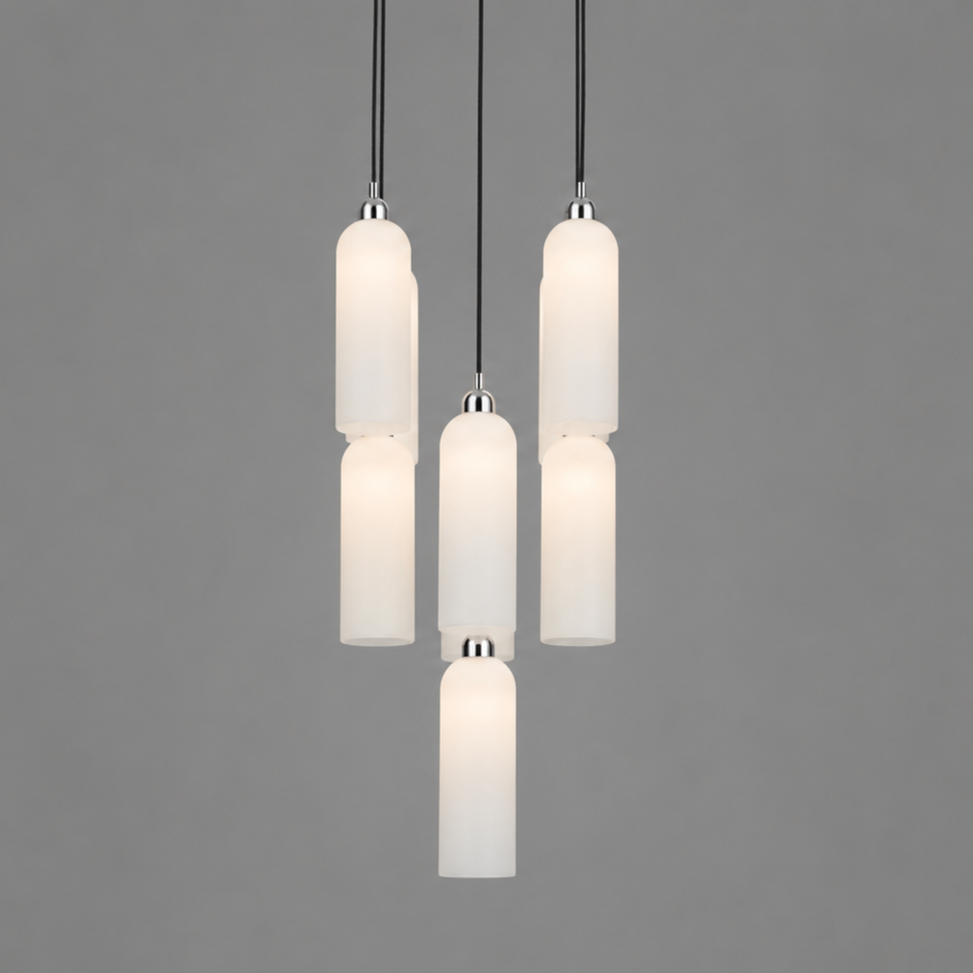 Schwung Odyssey Cluster 9 Light Chandelier - Opal Mat Glass