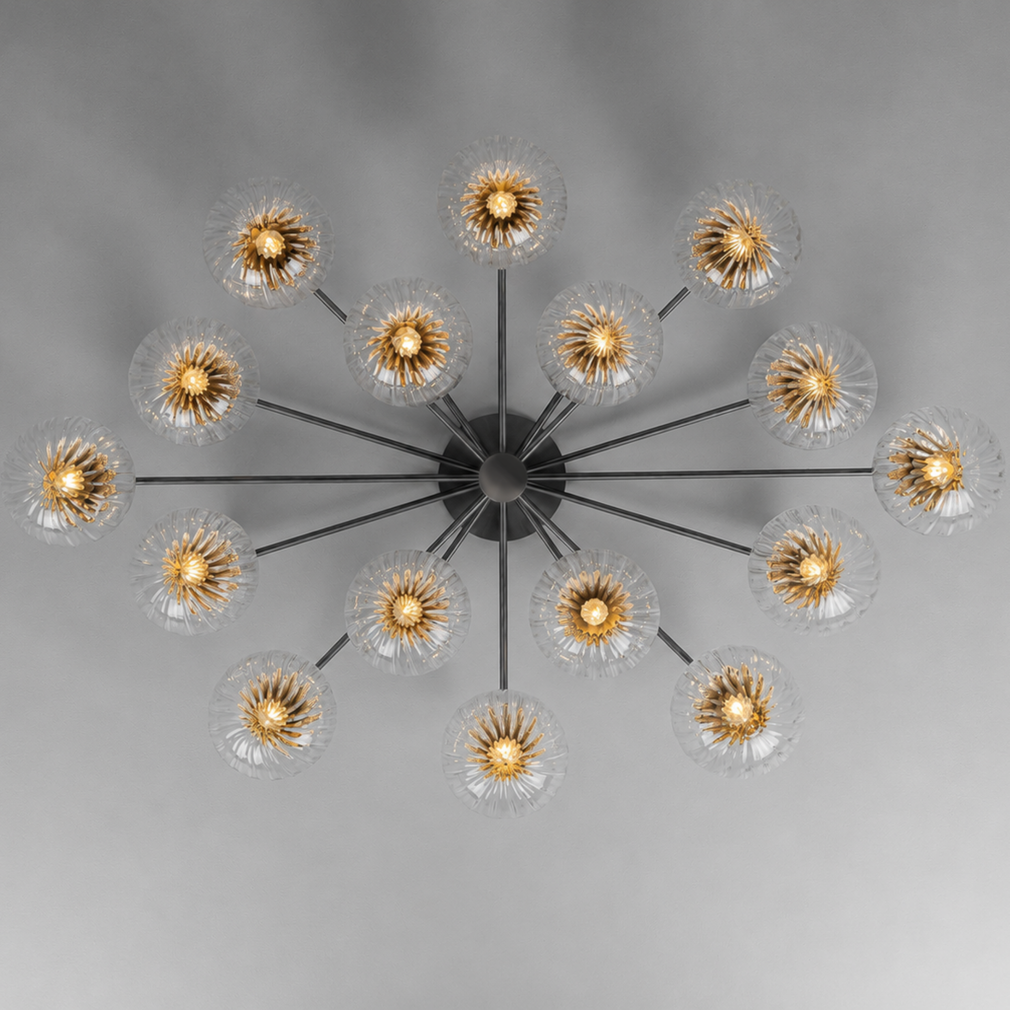 Schwung Orion Oval 16 Light Chandelier/Flush - Dries Ribbon Glass