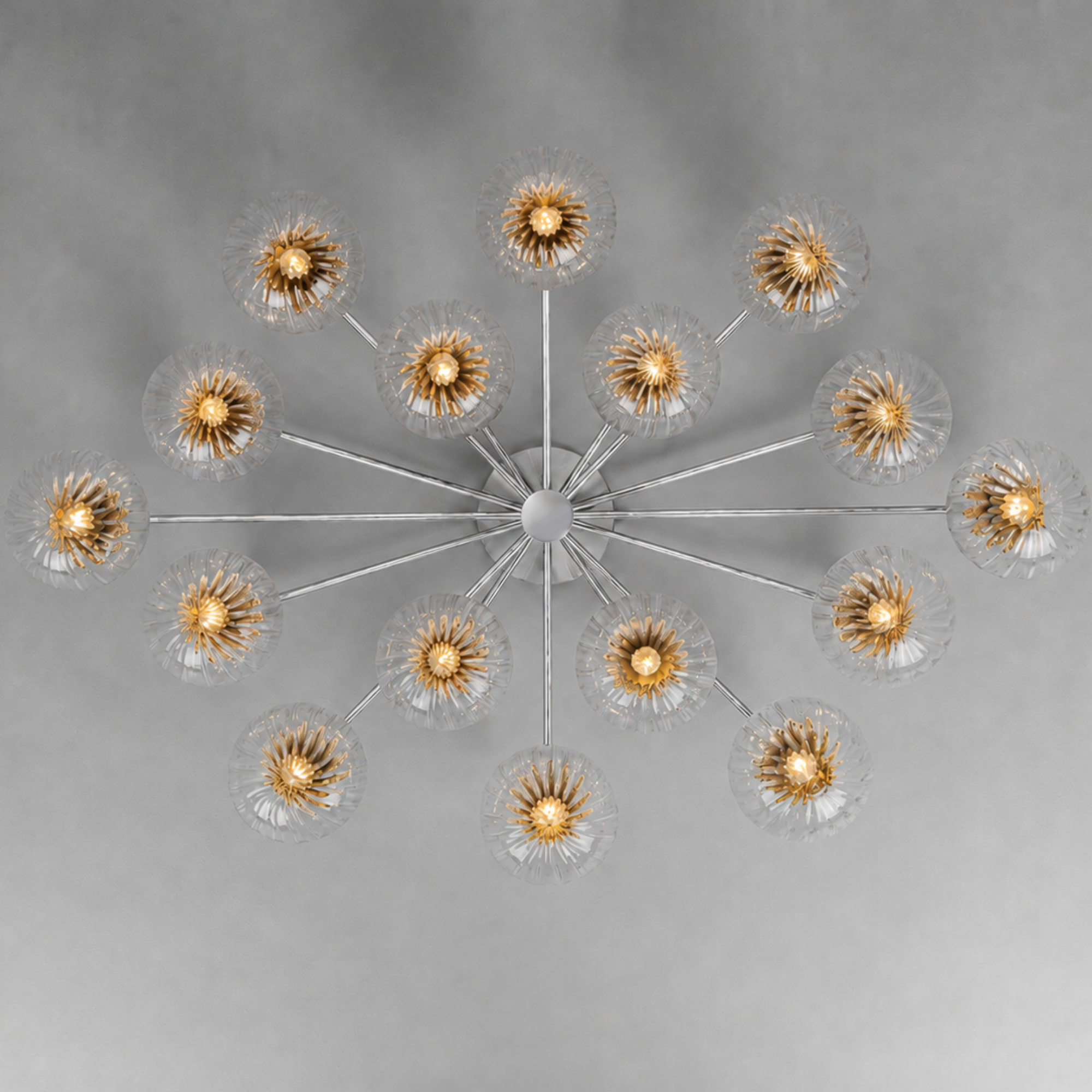 Schwung Orion Oval 16 Light Chandelier/Flush - Dries Ribbon Glass