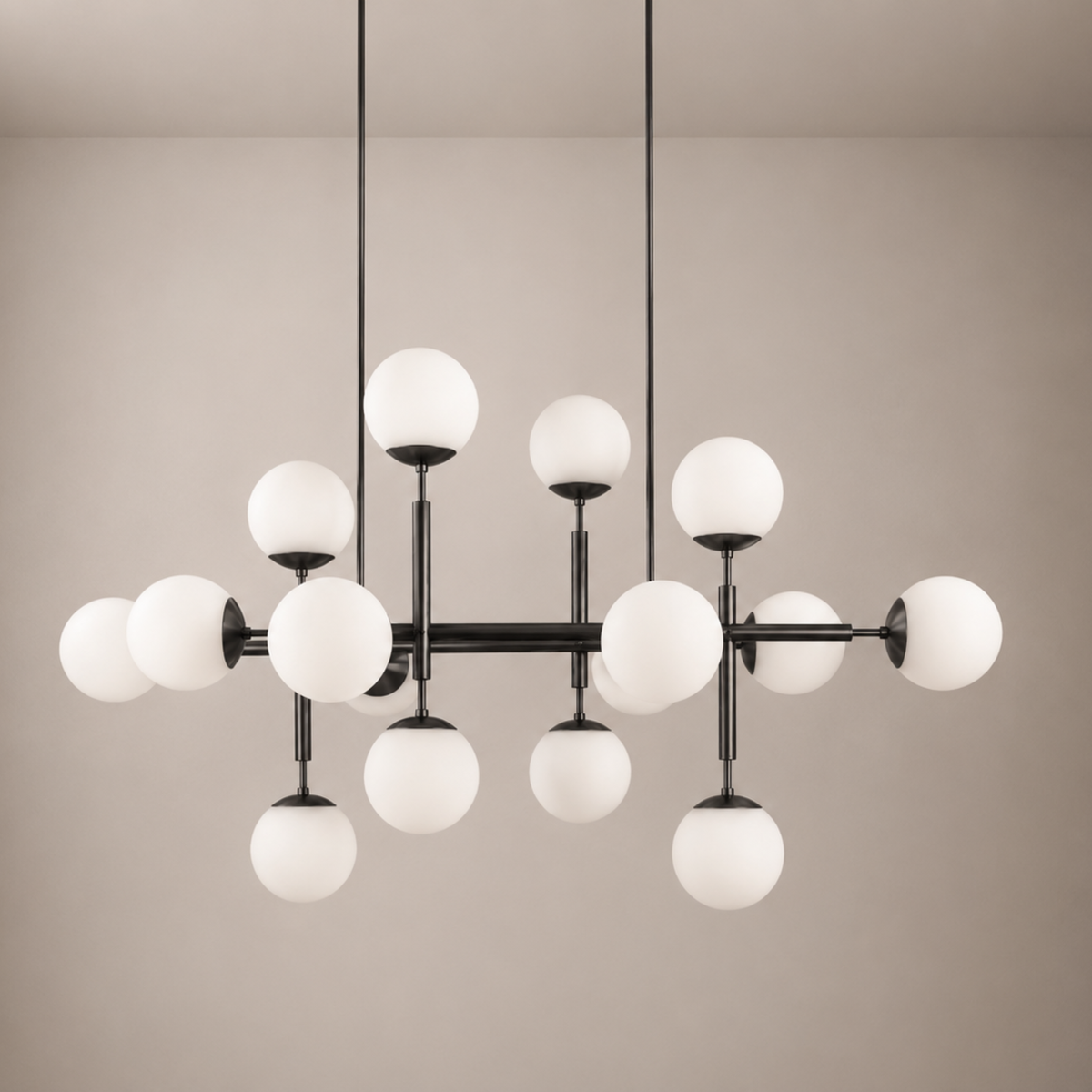 Schwung Riegel 16 Light Chandelier - Opal Mat Glass