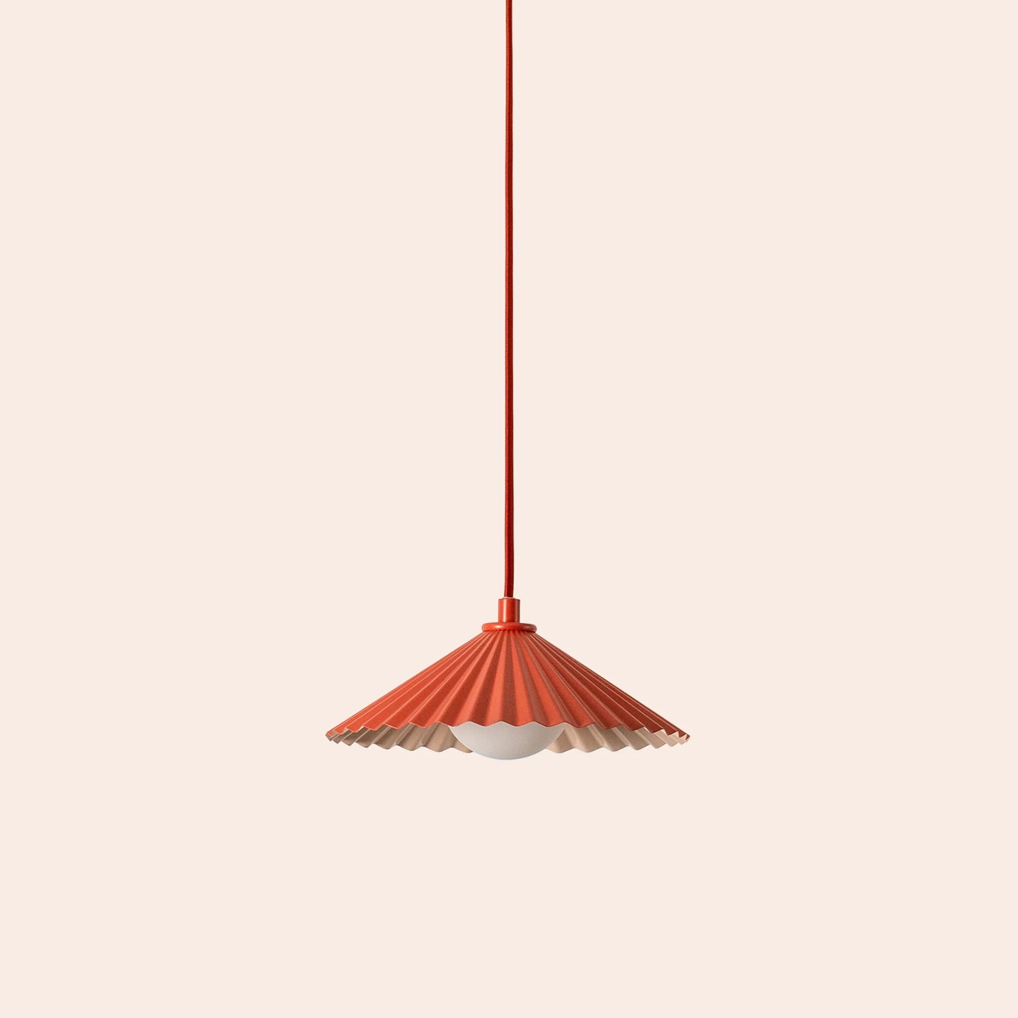 houseof. The Small Pleat Ceiling Pendant - Burnt Orange & Pale Pink