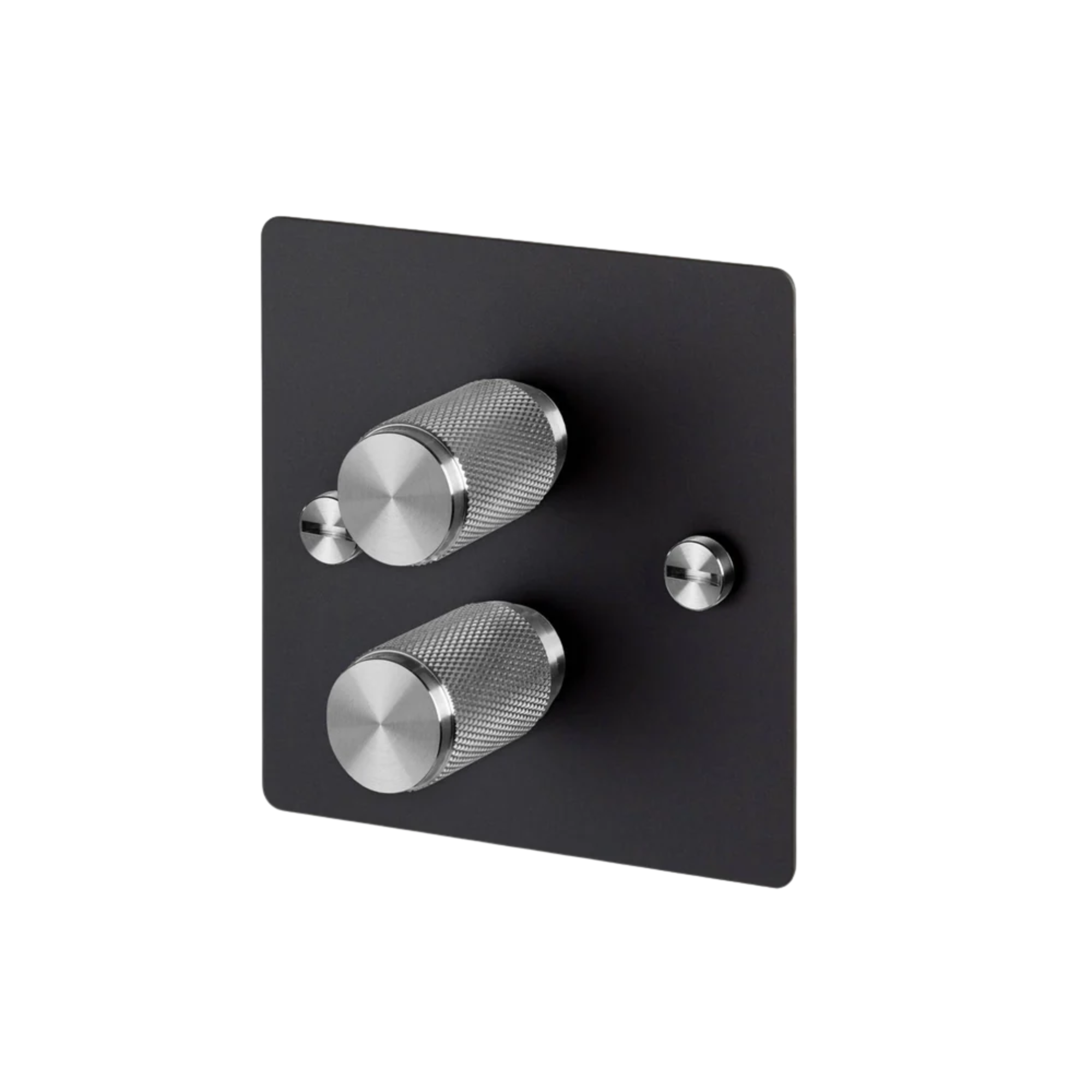 Buster + Punch 2G Dimmer Switch 120W - Black Back Plate & Cross Knurl Pattern