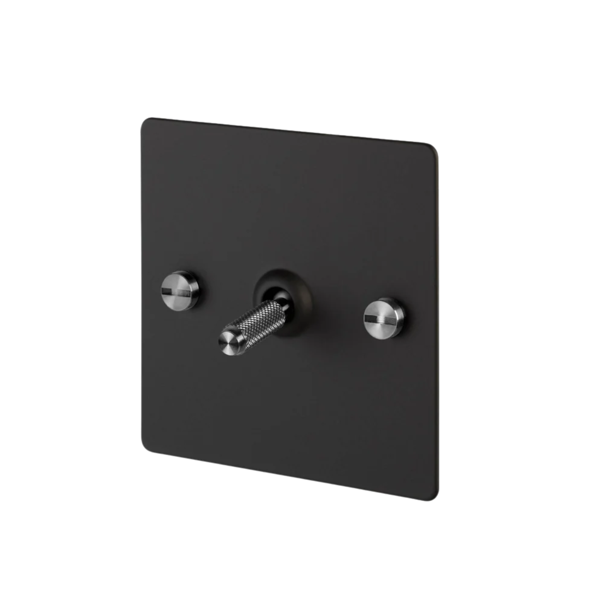 Buster + Punch 1G Toggle Light Switch - Black Back Plate & Cross Knurl Pattern