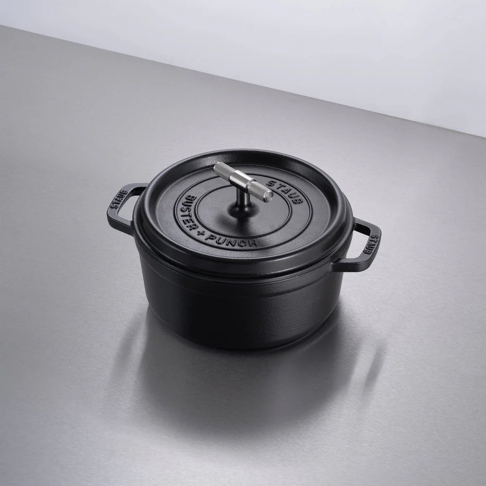 Buster + Punch Black 24cm Staub Cocotte - Cross Knurl