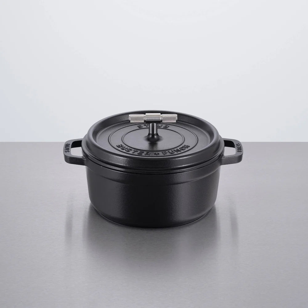 Buster + Punch Black 24cm Staub Cocotte - Cross Knurl