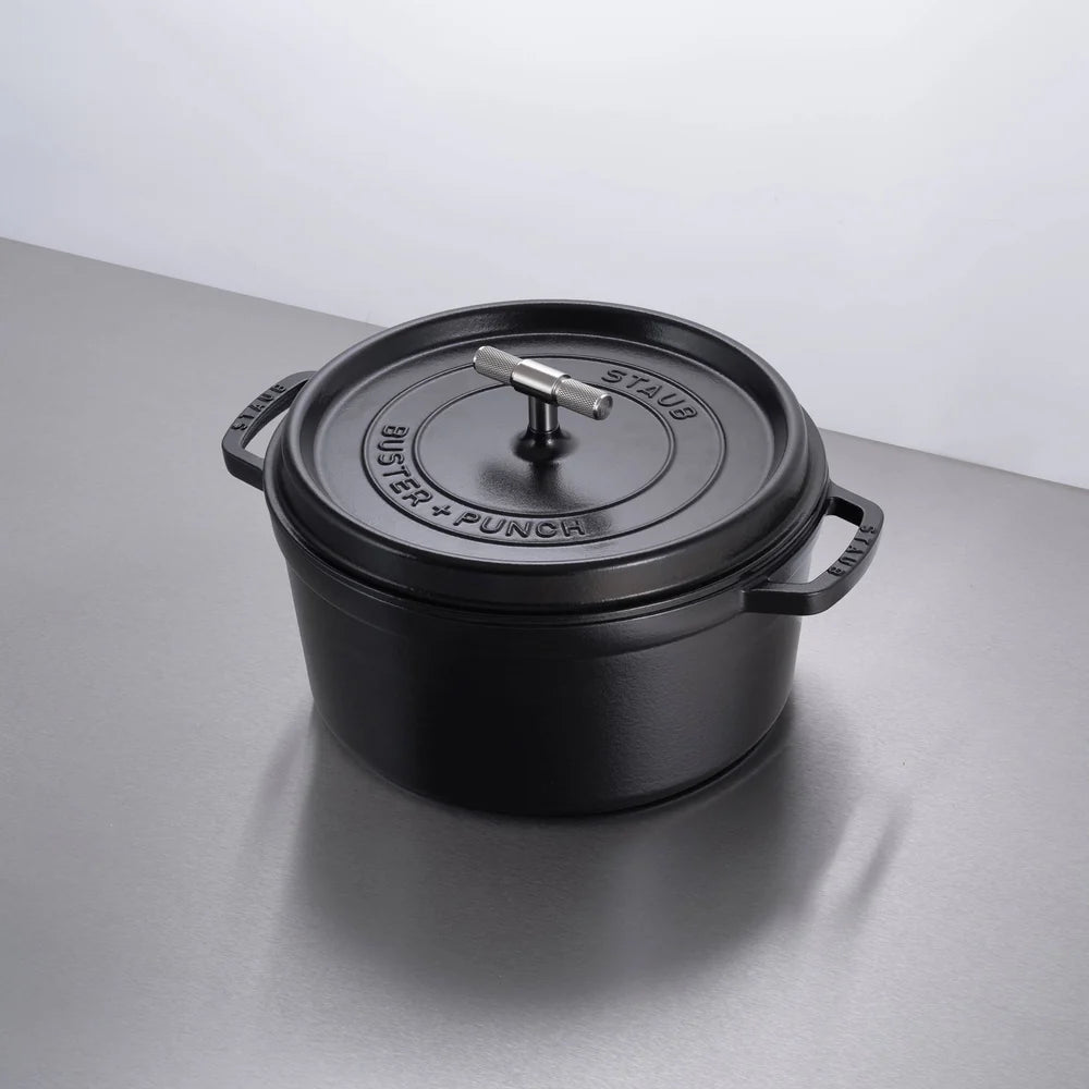 Buster + Punch Black 28cm Staub Cocotte - Cross Knurl