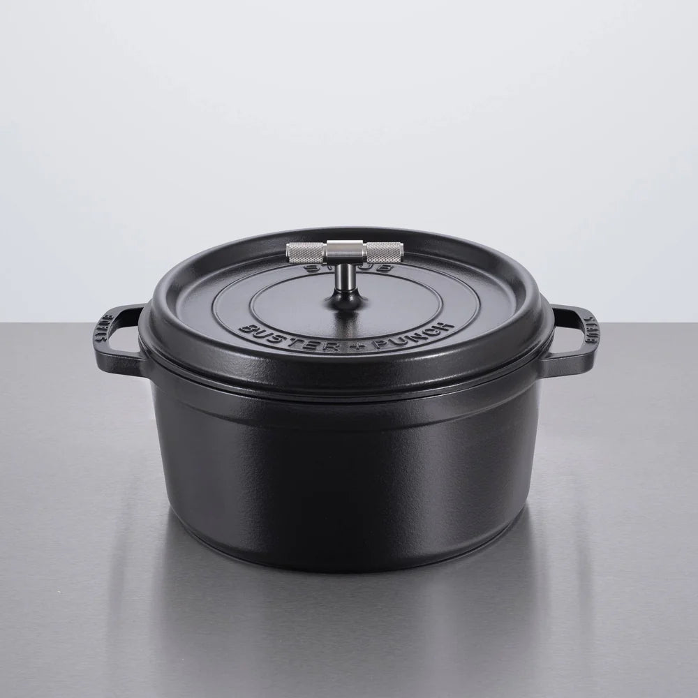 Buster + Punch Black 28cm Staub Cocotte - Cross Knurl