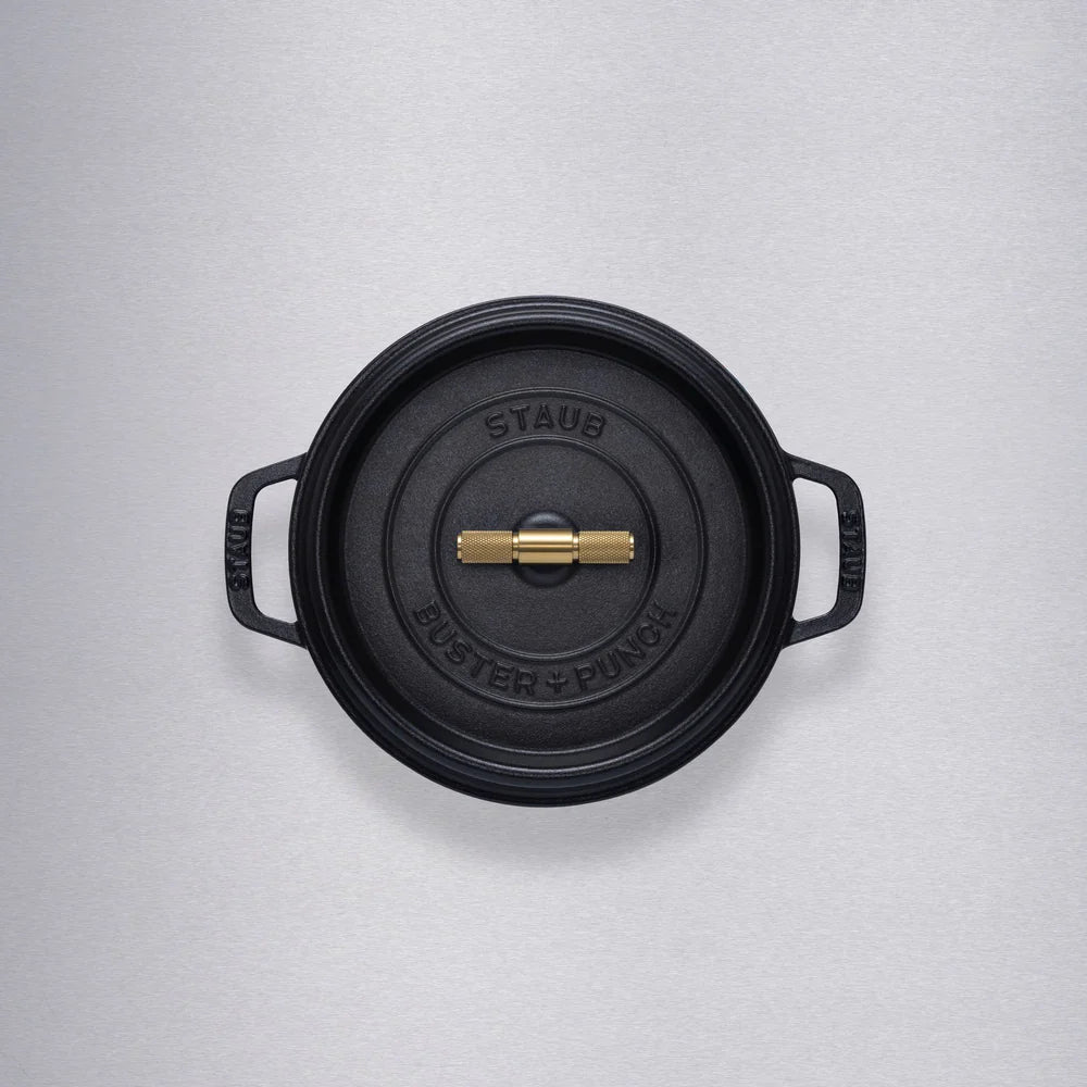Buster + Punch Black 24cm Staub Cocotte - Cross Knurl