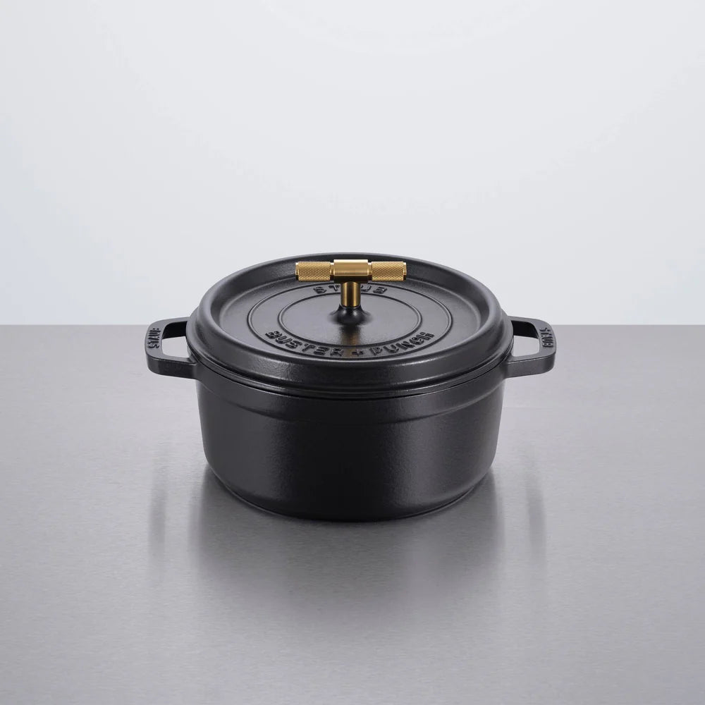 Buster + Punch Black 24cm Staub Cocotte - Cross Knurl