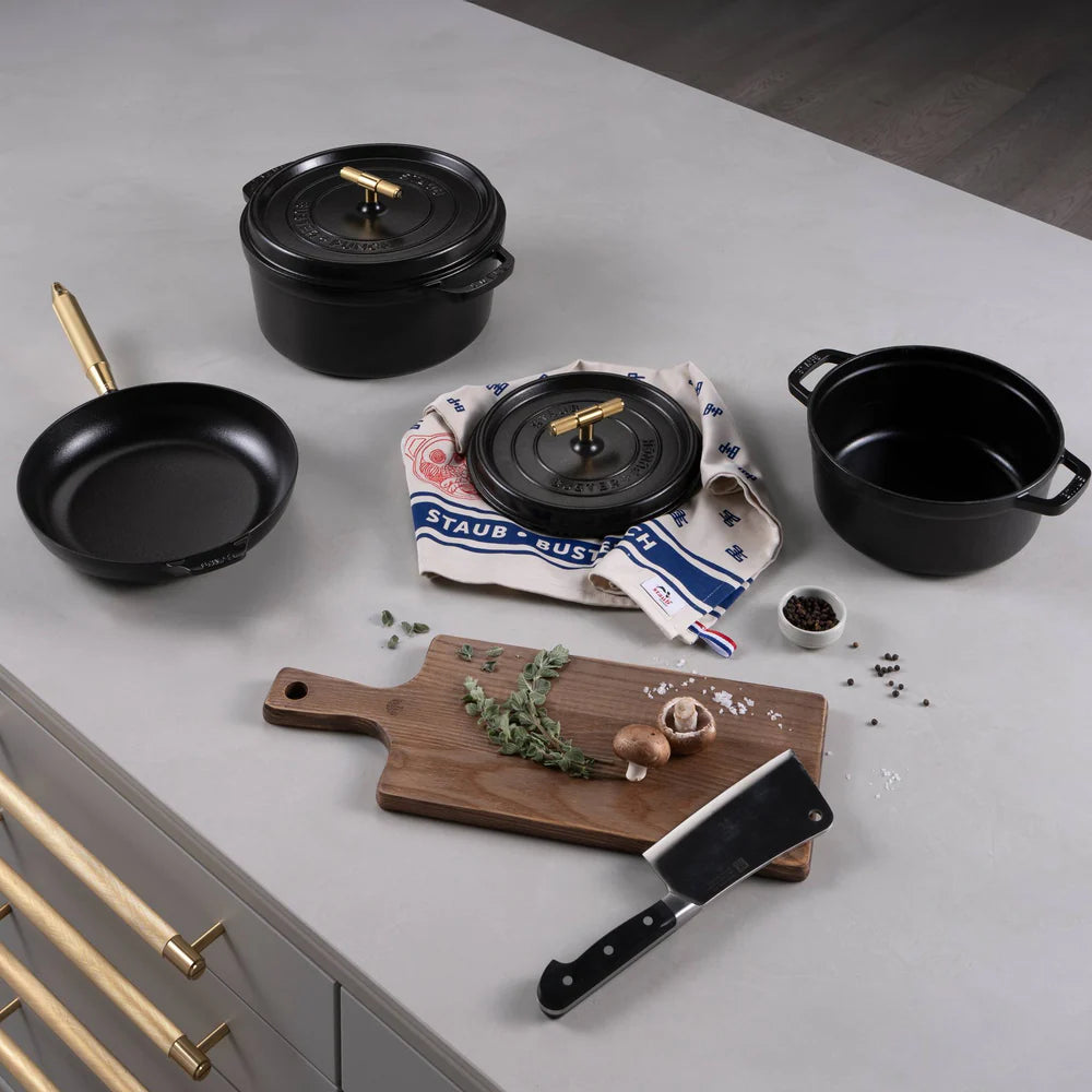 Buster + Punch Black 24cm Staub Cocotte - Cross Knurl