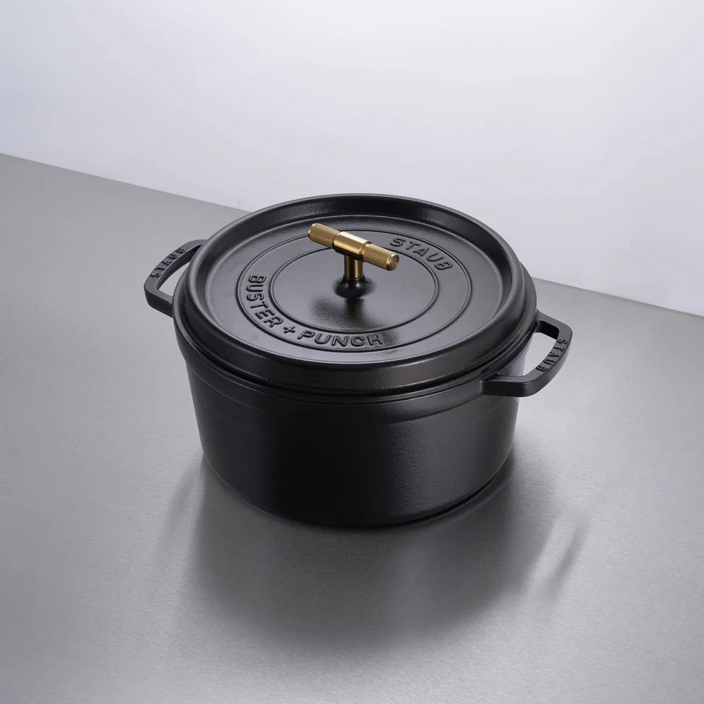 Buster + Punch Black 28cm Staub Cocotte - Cross Knurl