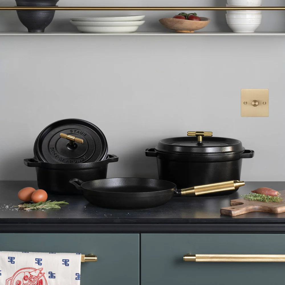 Buster + Punch Black 28cm Staub Cocotte - Cross Knurl