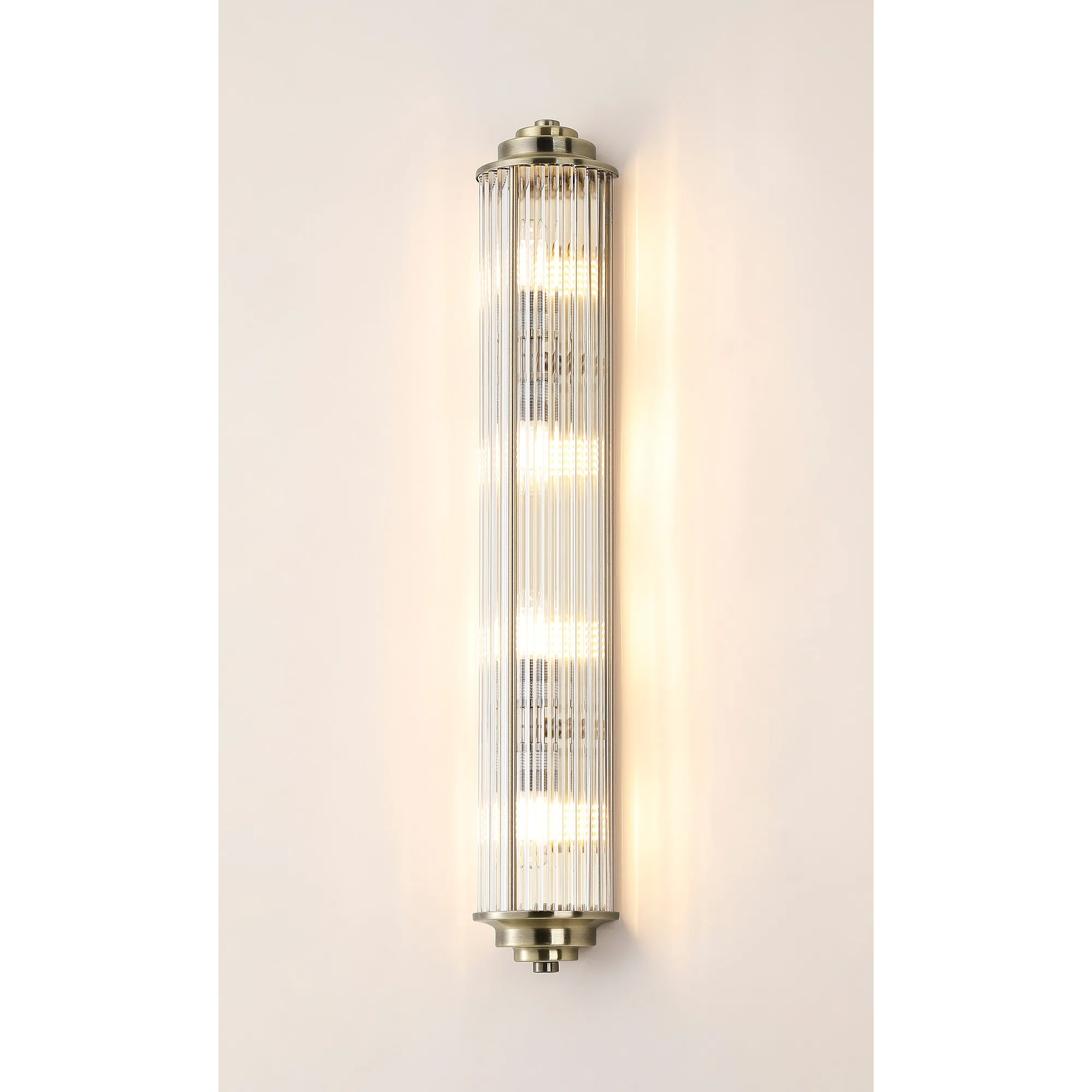 Fabula Wedgewood Large 4 Light Glass Rod Wall Light G9 IP44 - Antique Brass