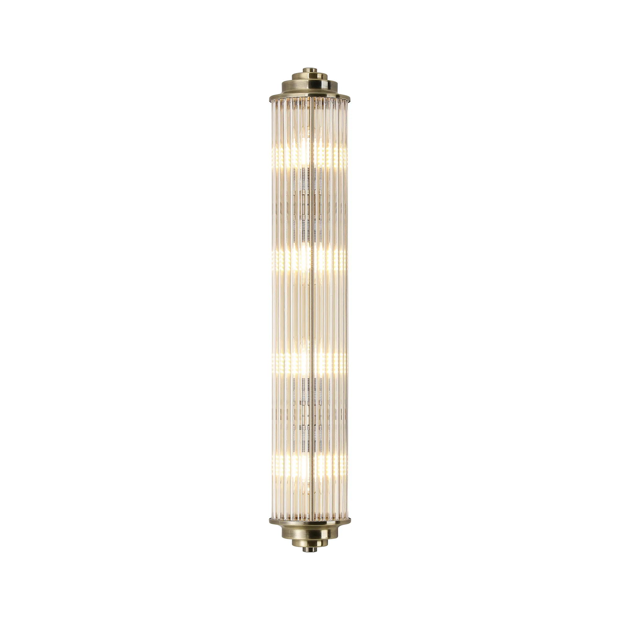 Fabula Wedgewood Large 4 Light Glass Rod Wall Light G9 IP44 - Antique Brass