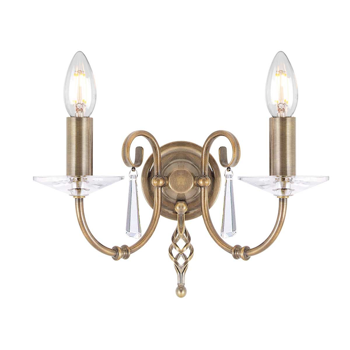 Elstead Aegean 2 Light Wall Light - Aged Brass