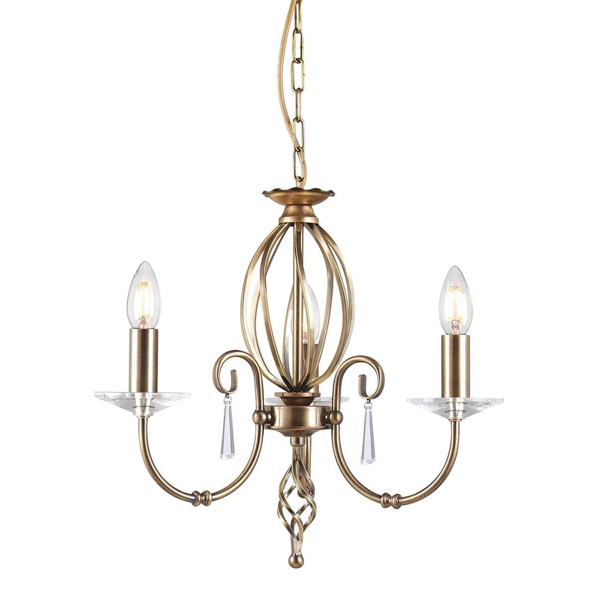 Elstead Aegean 3 Light Chandelier - Aged Brass