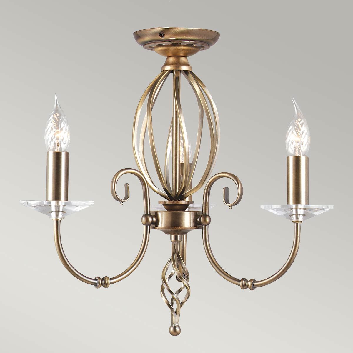 Elstead Aegean 3 Light Chandelier - Aged Brass
