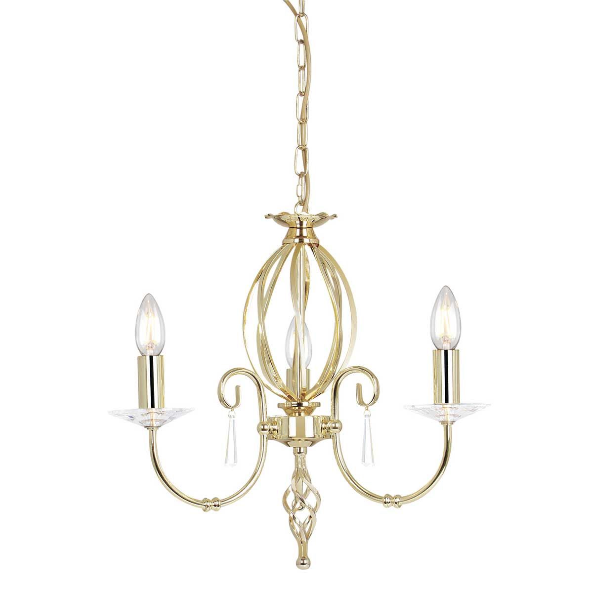 Elstead Aegean 3 Light Chandelier - Polished Brass
