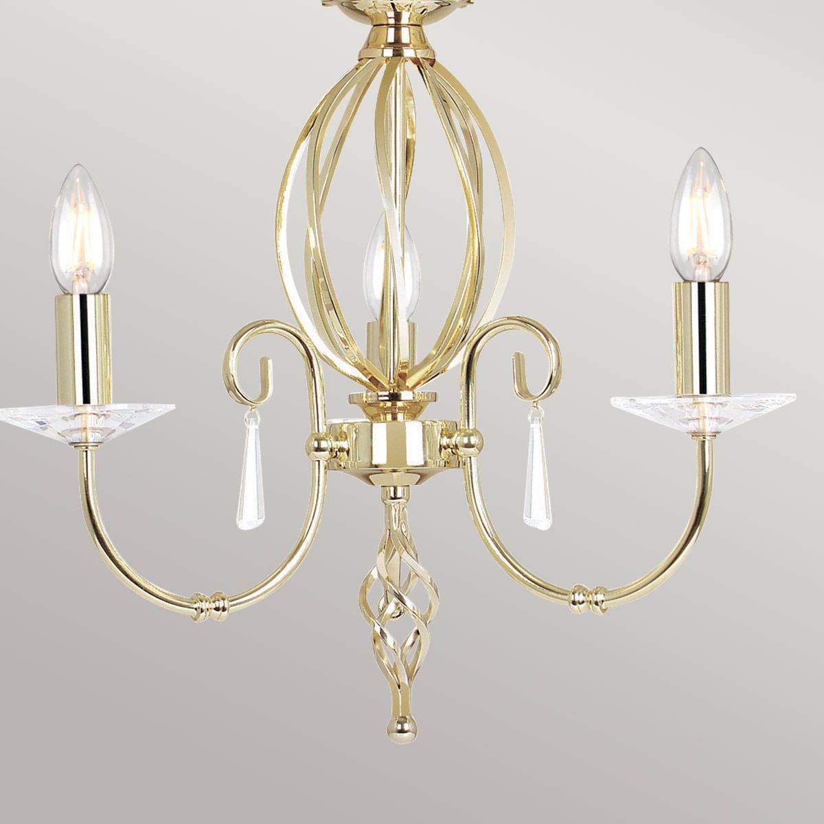 Elstead Aegean 3 Light Chandelier - Polished Brass