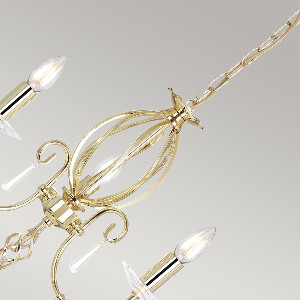 Elstead Aegean 3 Light Chandelier - Polished Brass