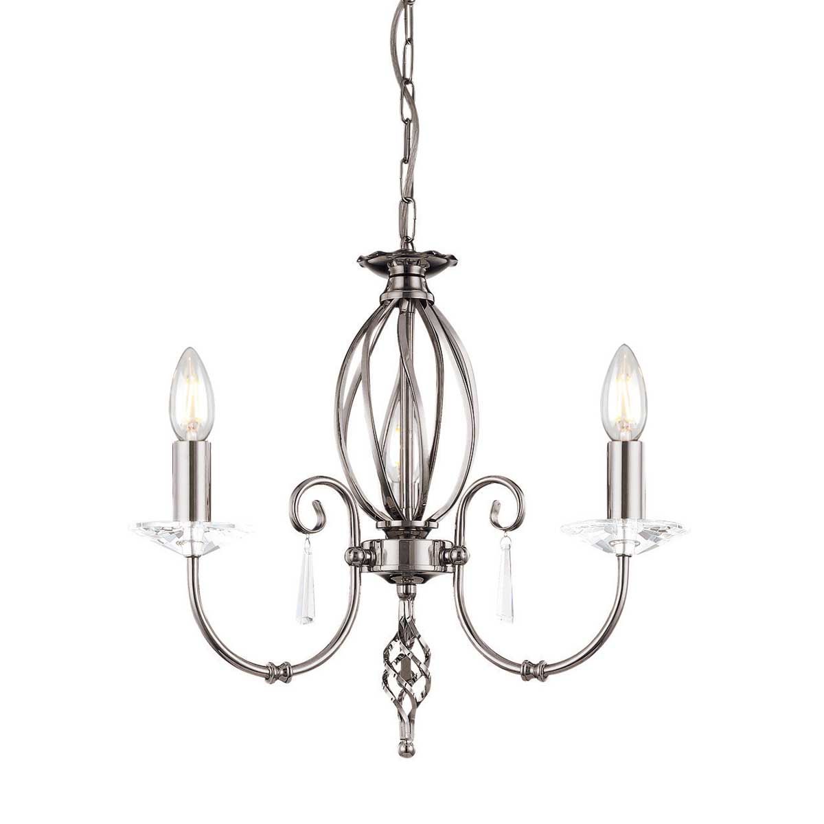Elstead Aegean 3 Light Chandelier - Polished Nickel