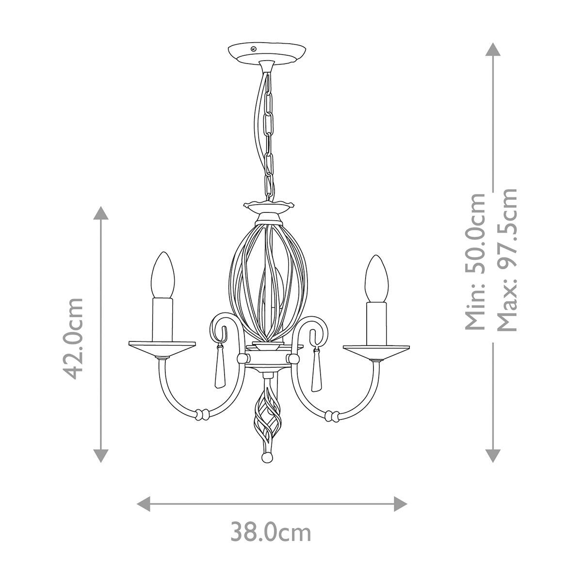 Elstead Aegean 3 Light Chandelier - Polished Nickel