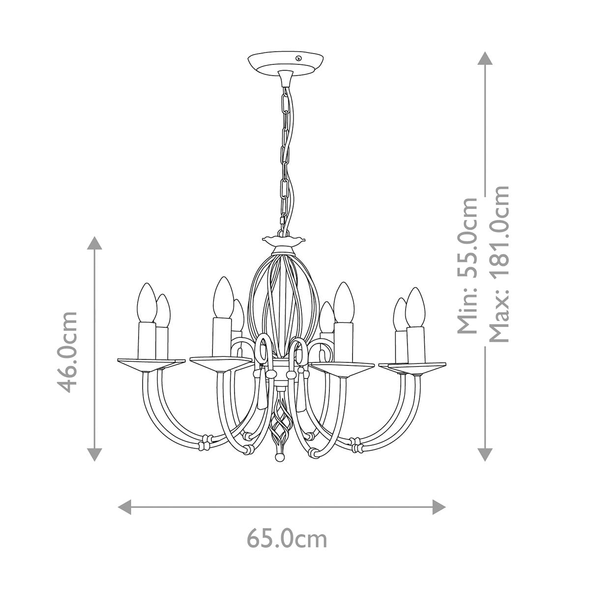 Elstead Aegean 8 Light Chandelier - Polished Brass