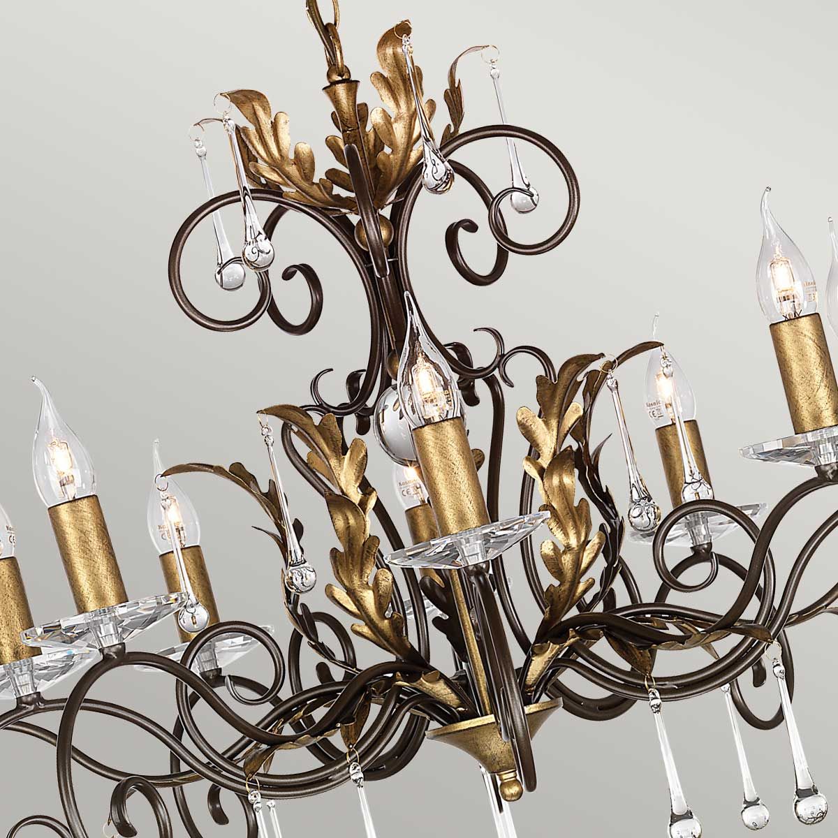 Elstead Amarilli 10 Light Chandelier - Bronze & Gold