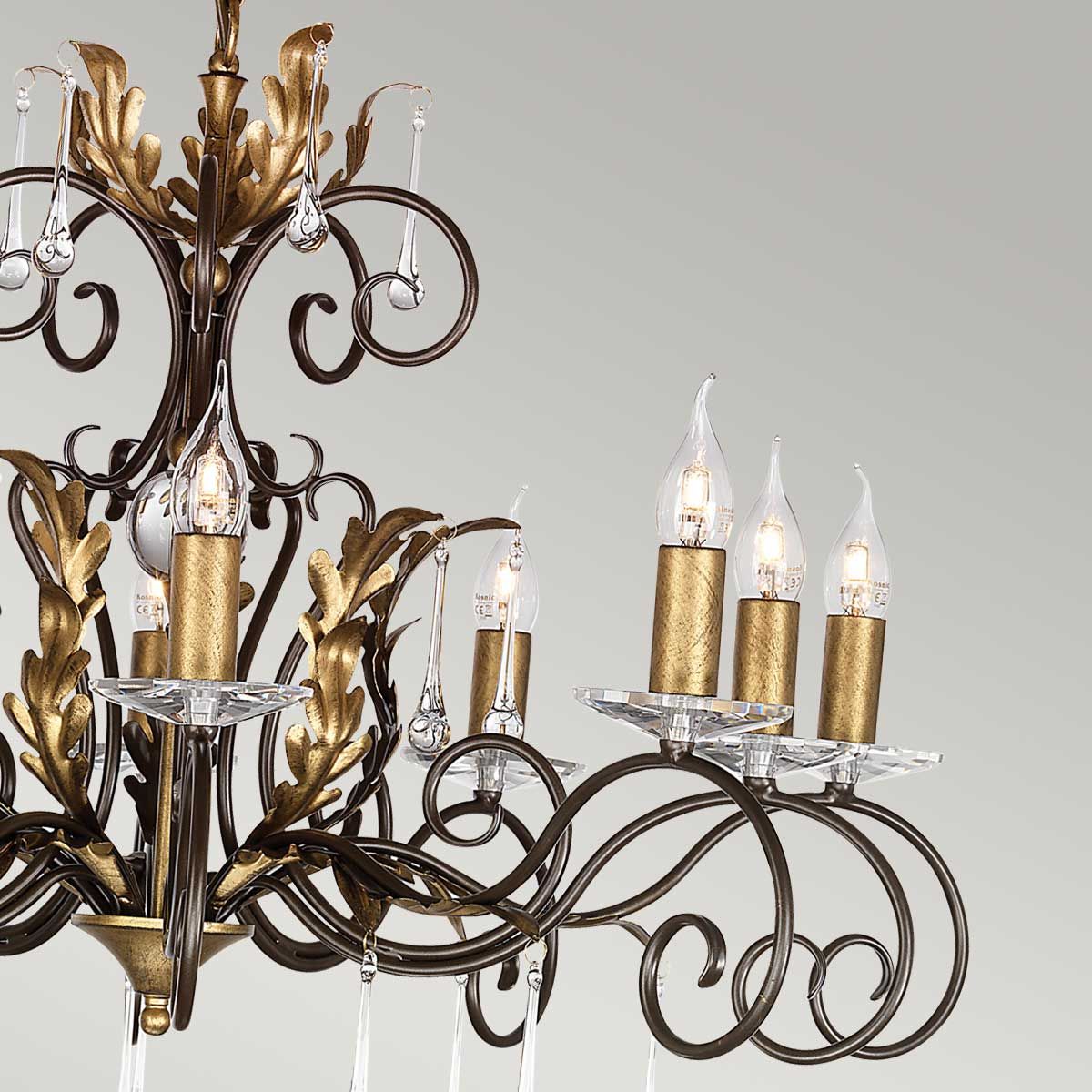 Elstead Amarilli 10 Light Chandelier - Bronze & Gold