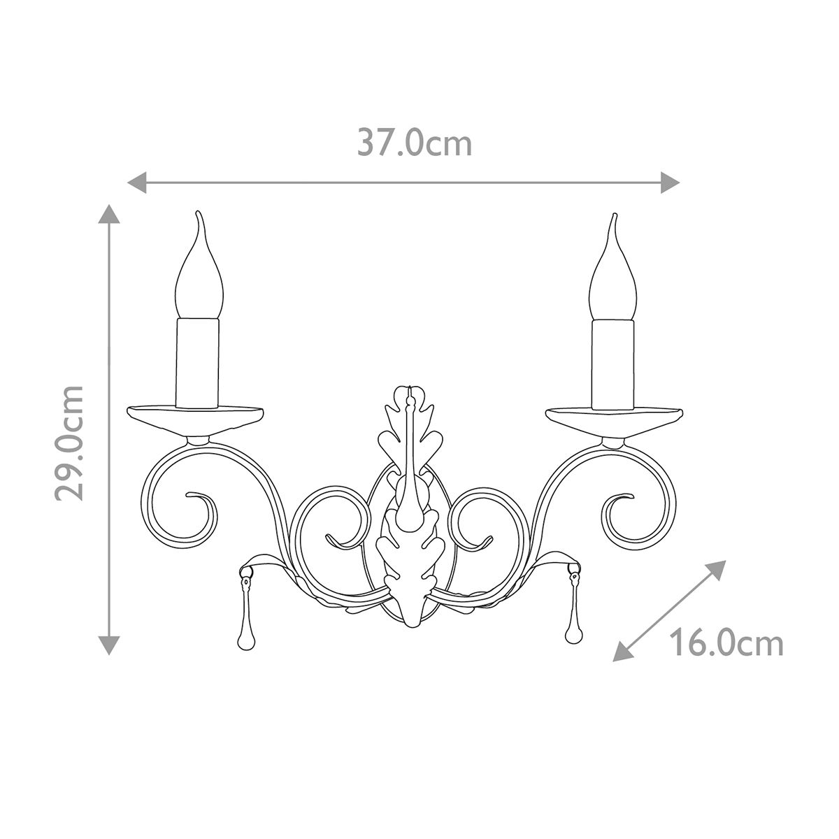 Elstead Amarilli 2 Light Wall Light - Black & Silver