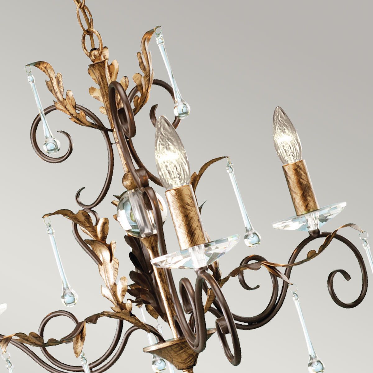 Elstead Amarilli 3 Light Chandelier - Bronze & Gold