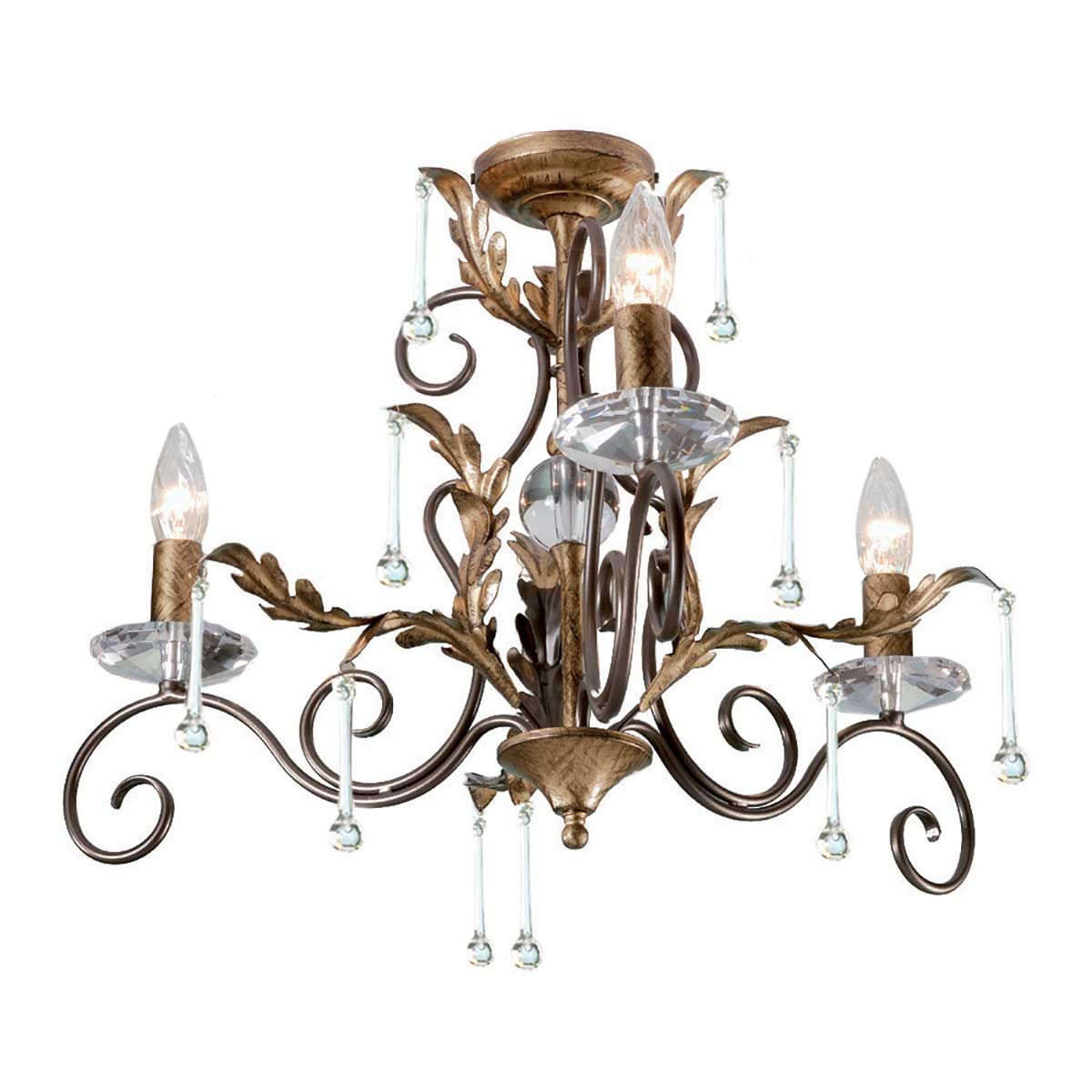 Elstead Amarilli 3 Light Chandelier - Bronze & Gold
